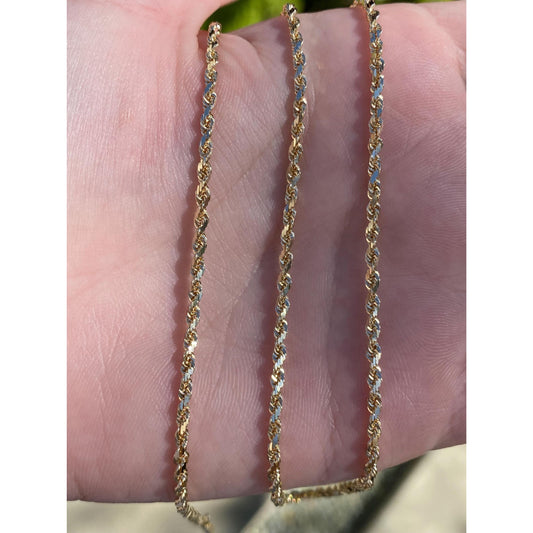 Vintage Solid 14k Yellow Gold Rope Chain Necklace - 24 inches