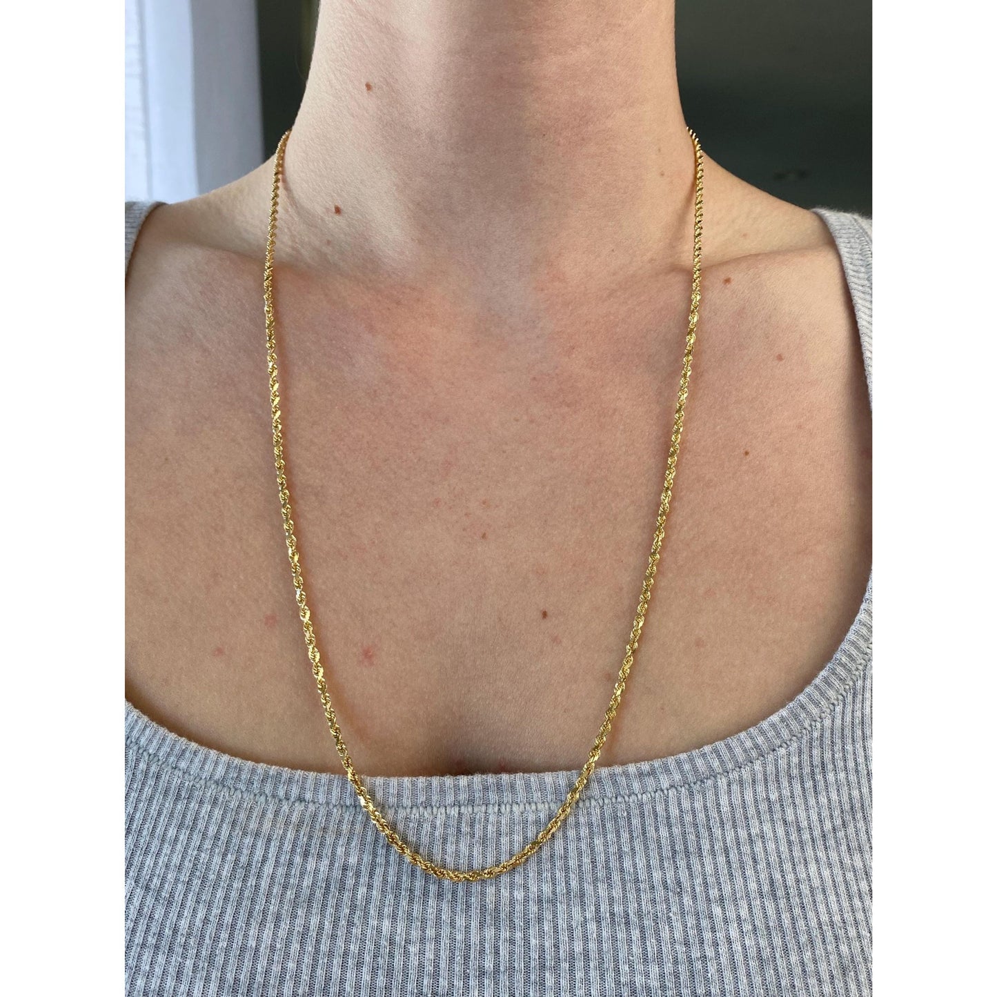 Vintage Solid 14k Yellow Gold Rope Chain Necklace - 24 inches