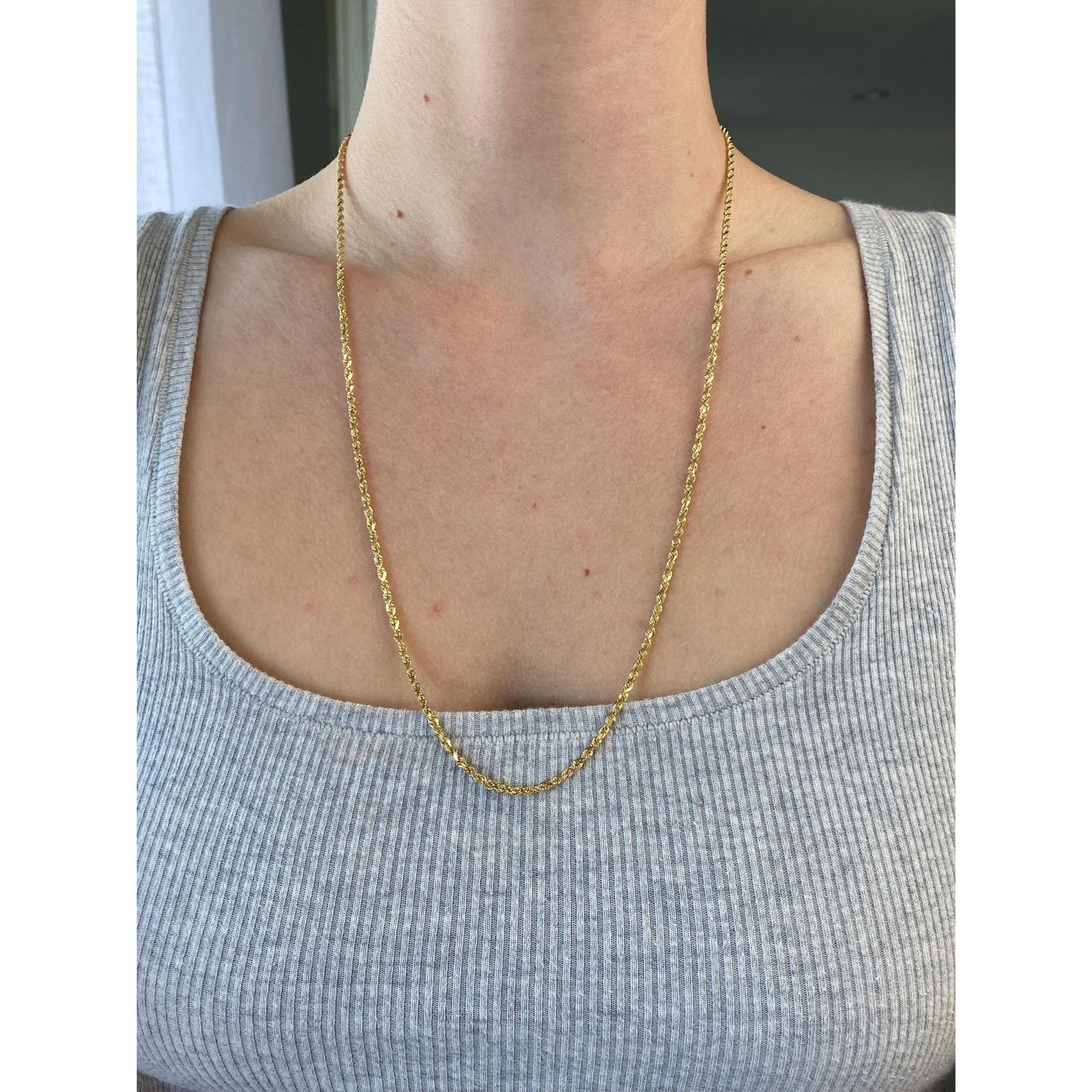 Vintage Solid 14k Yellow Gold Rope Chain Necklace - 24 inches