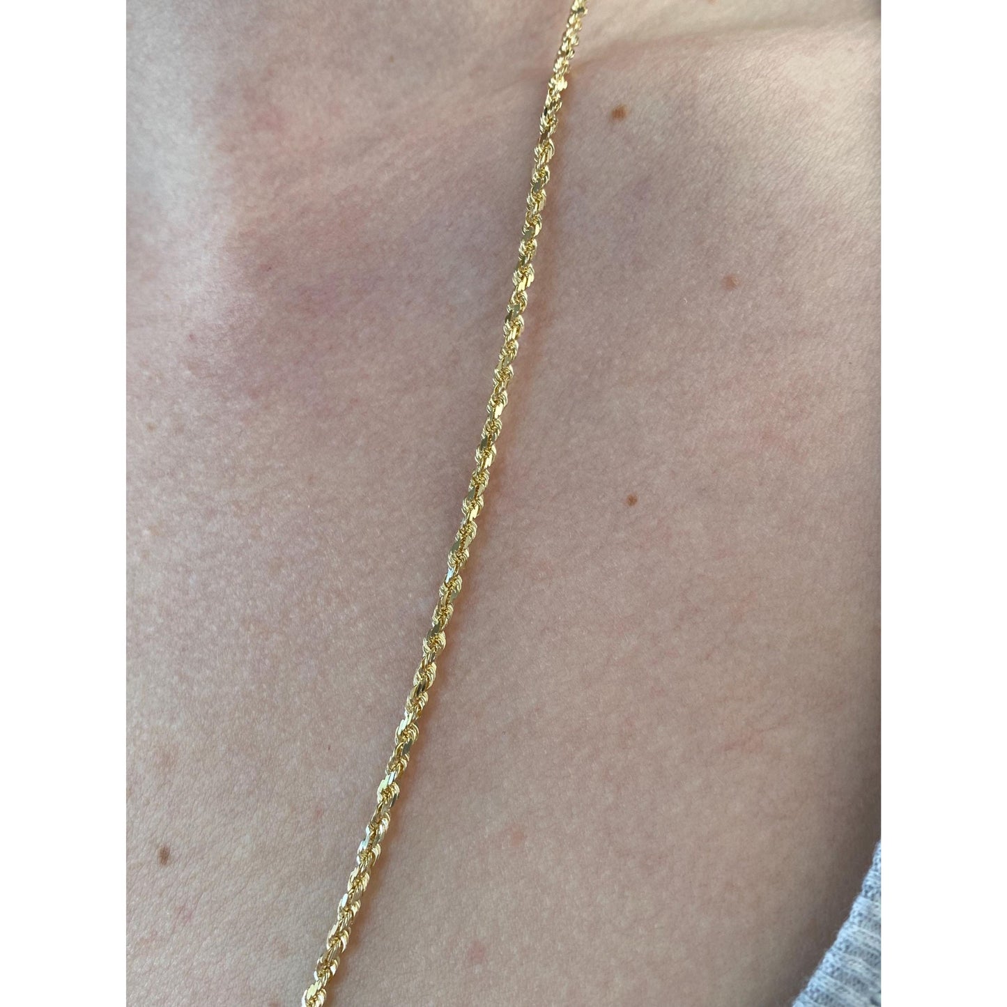 Vintage Solid 14k Yellow Gold Rope Chain Necklace - 24 inches