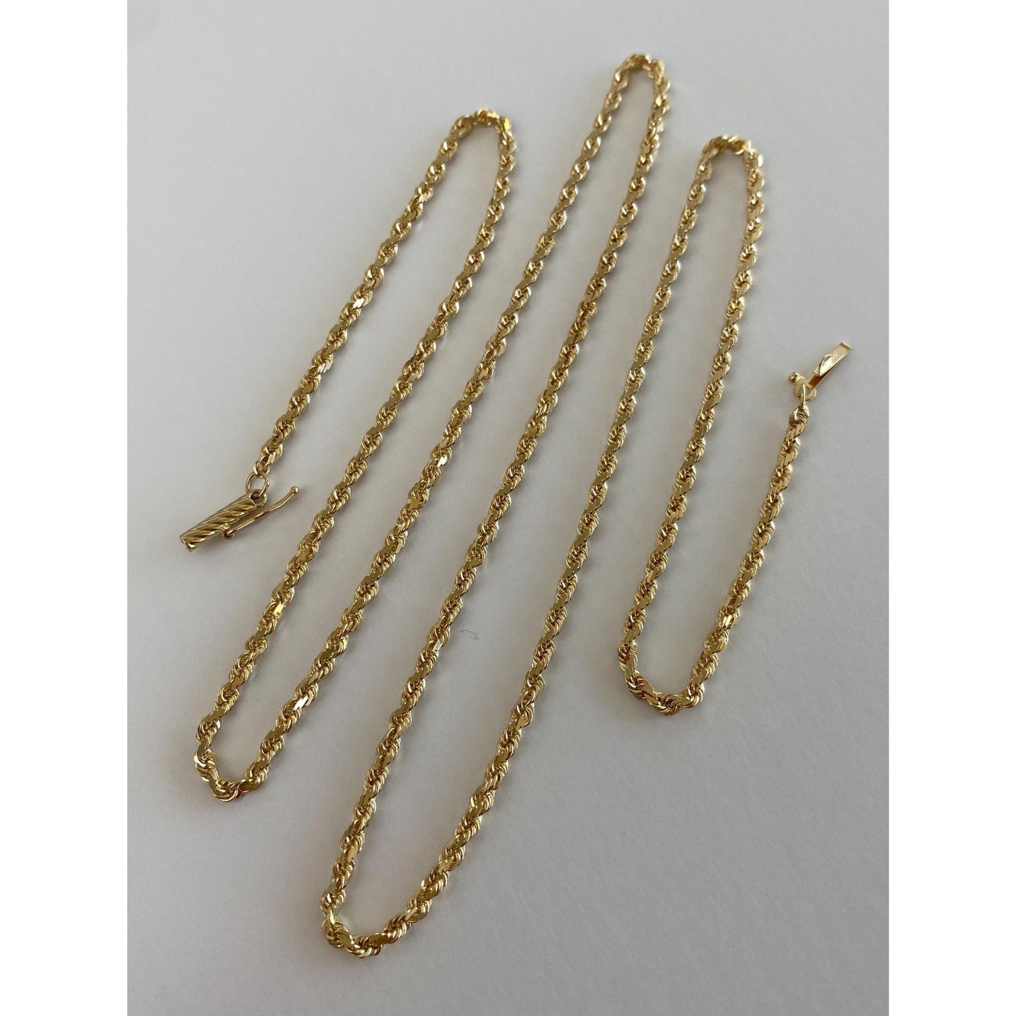 Vintage Solid 14k Yellow Gold Rope Chain Necklace - 24 inches