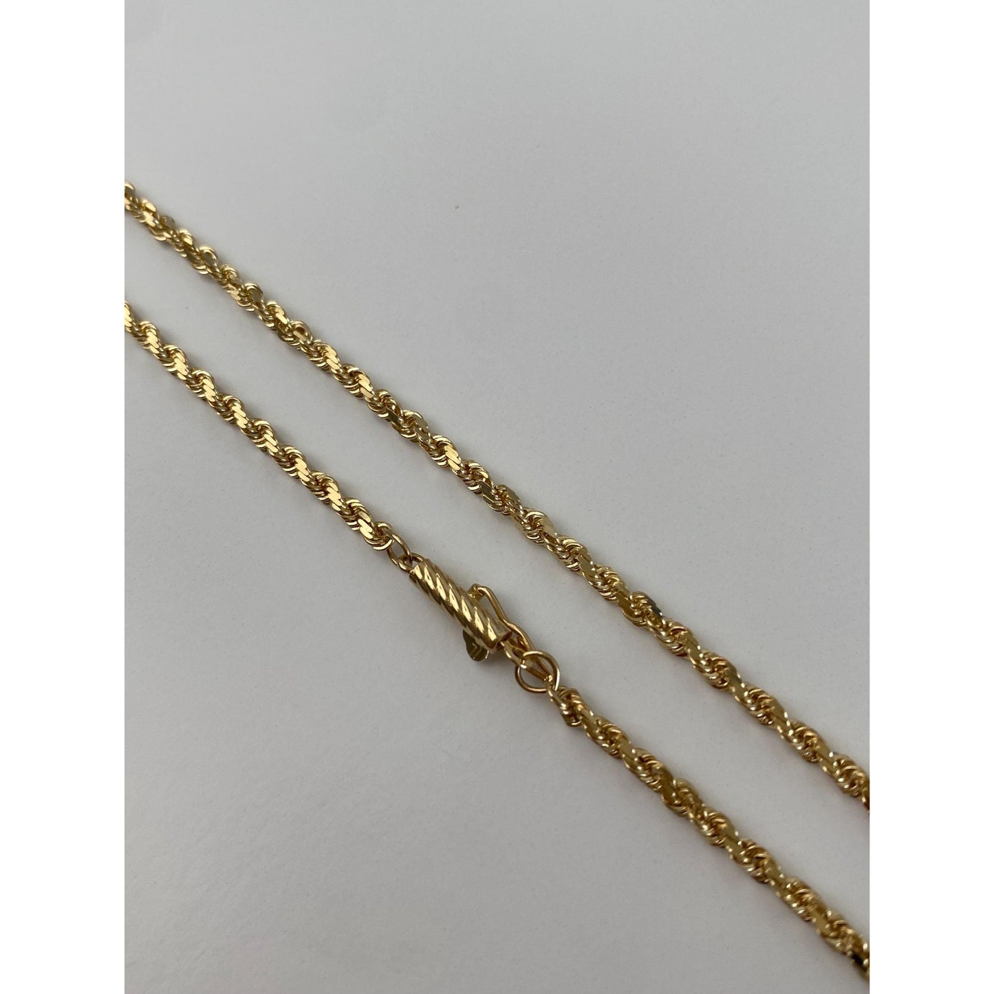 Vintage Solid 14k Yellow Gold Rope Chain Necklace - 24 inches