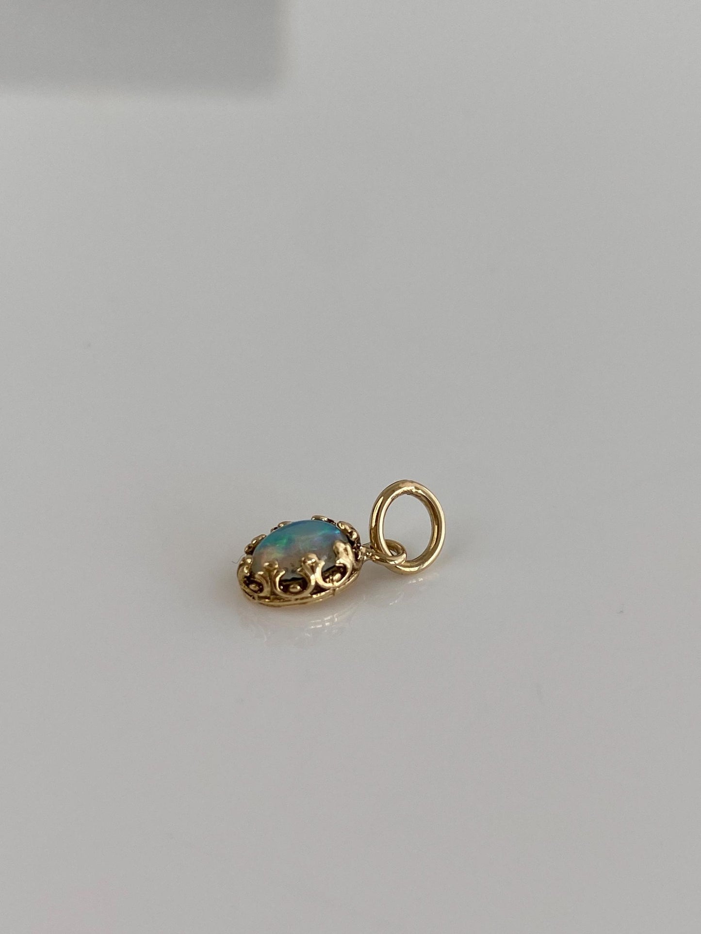 Vintage Solid 14k Yellow Gold Opal Charm