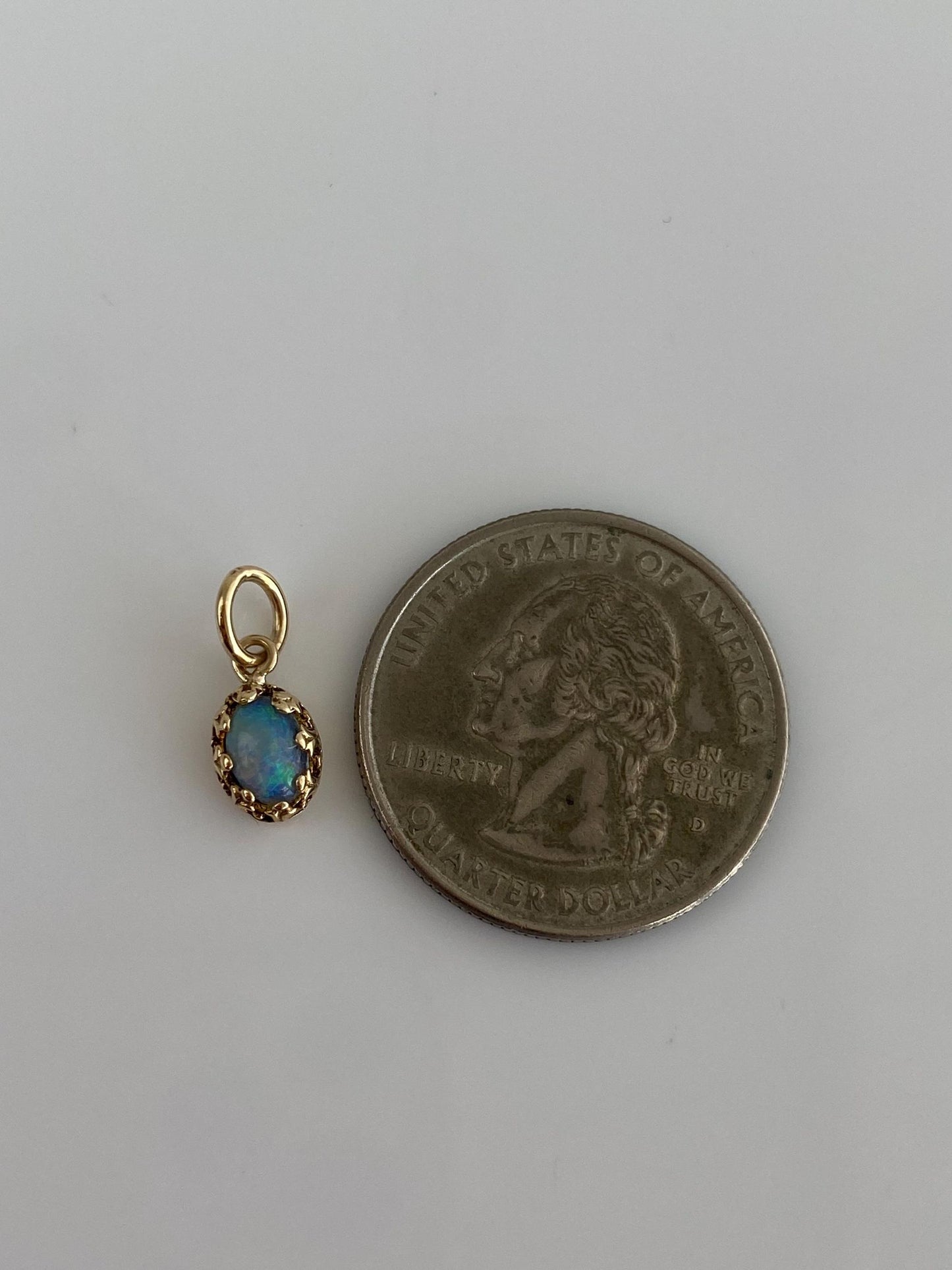 Vintage Solid 14k Yellow Gold Opal Charm