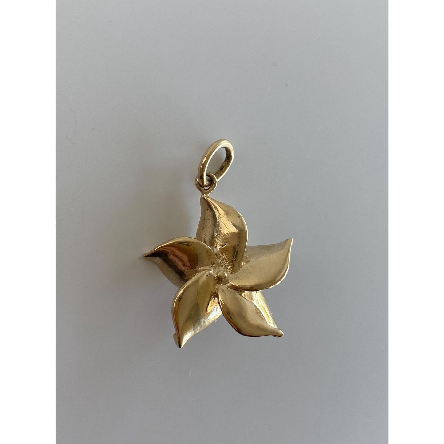 Solid 14k Yellow Gold Pearl Flower Charm