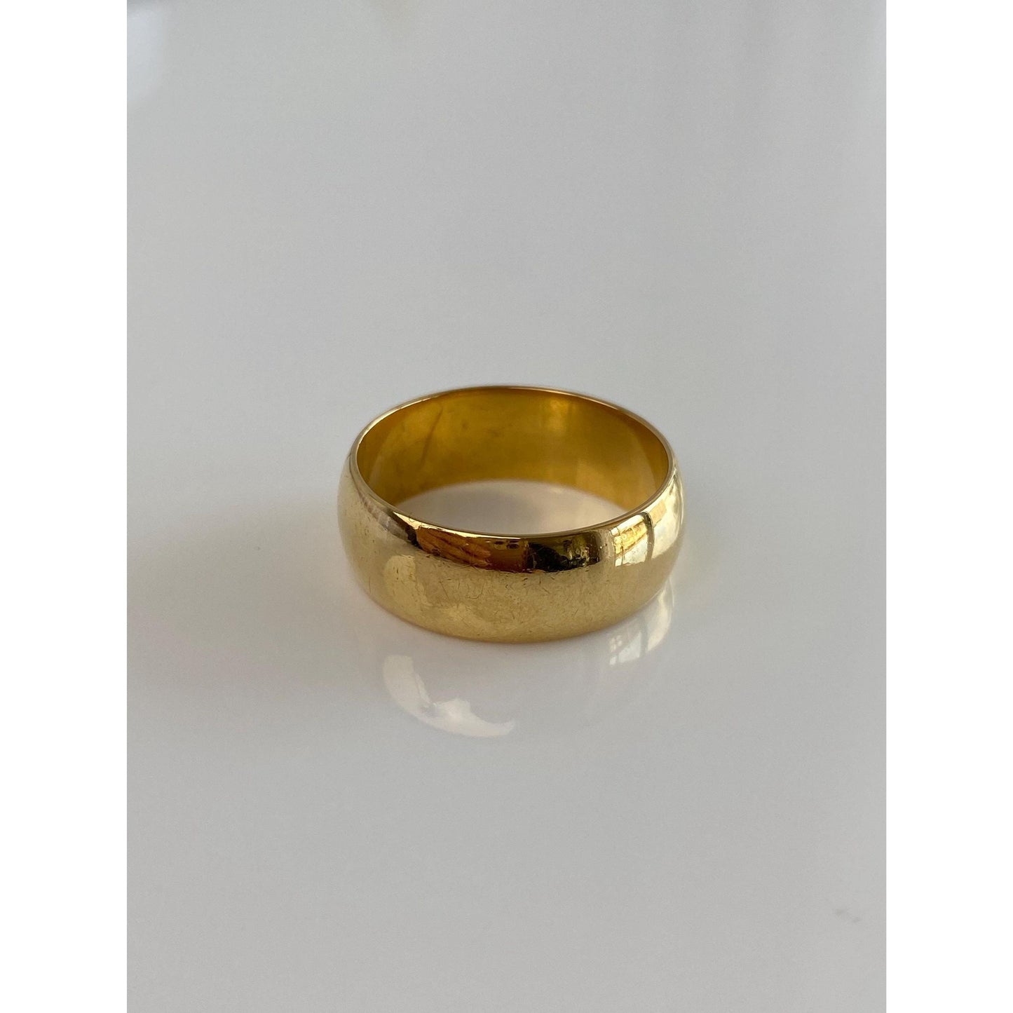 Vintage Solid 18k Yellow Gold Wide Ring Band - Size 9