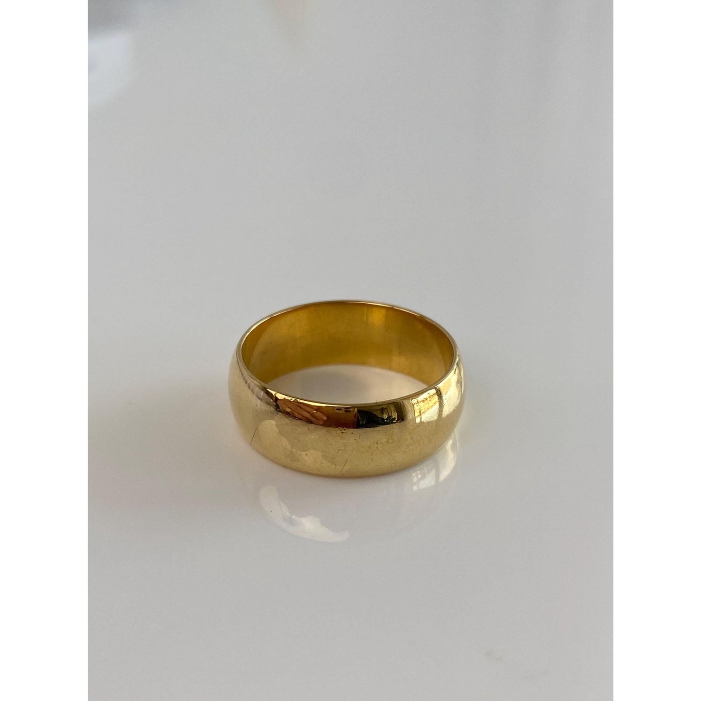 Vintage Solid 18k Yellow Gold Wide Ring Band - Size 9