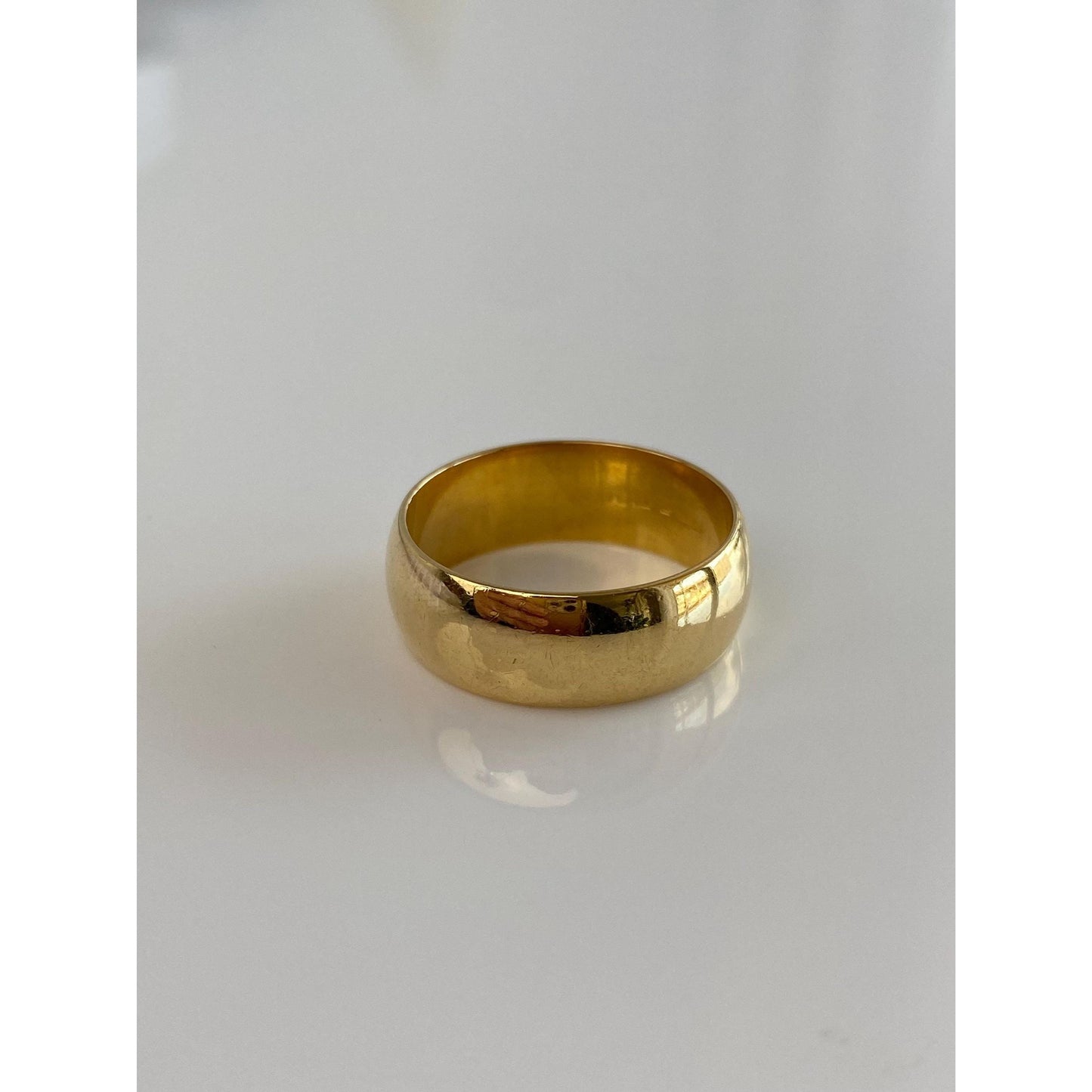 Vintage Solid 18k Yellow Gold Wide Ring Band - Size 9
