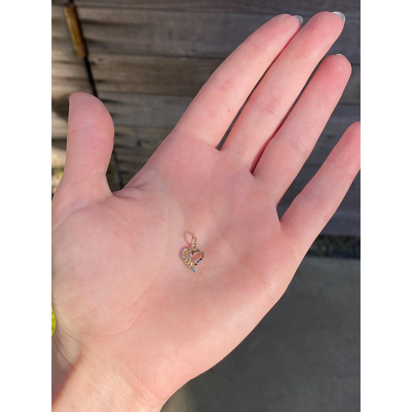 Solid 14k Yellow Gold Filigree Heart Charm