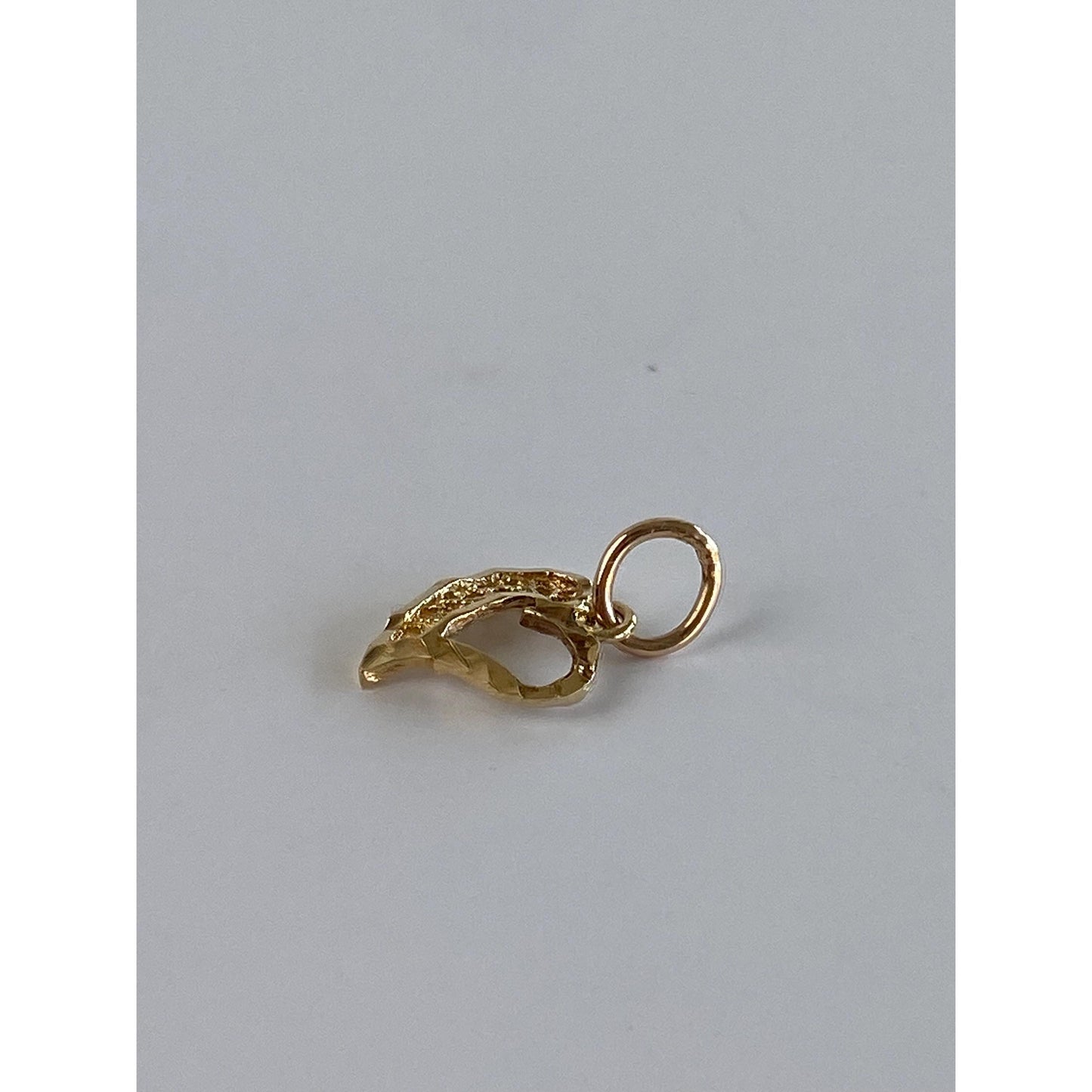 Solid 14k Yellow Gold Filigree Heart Charm
