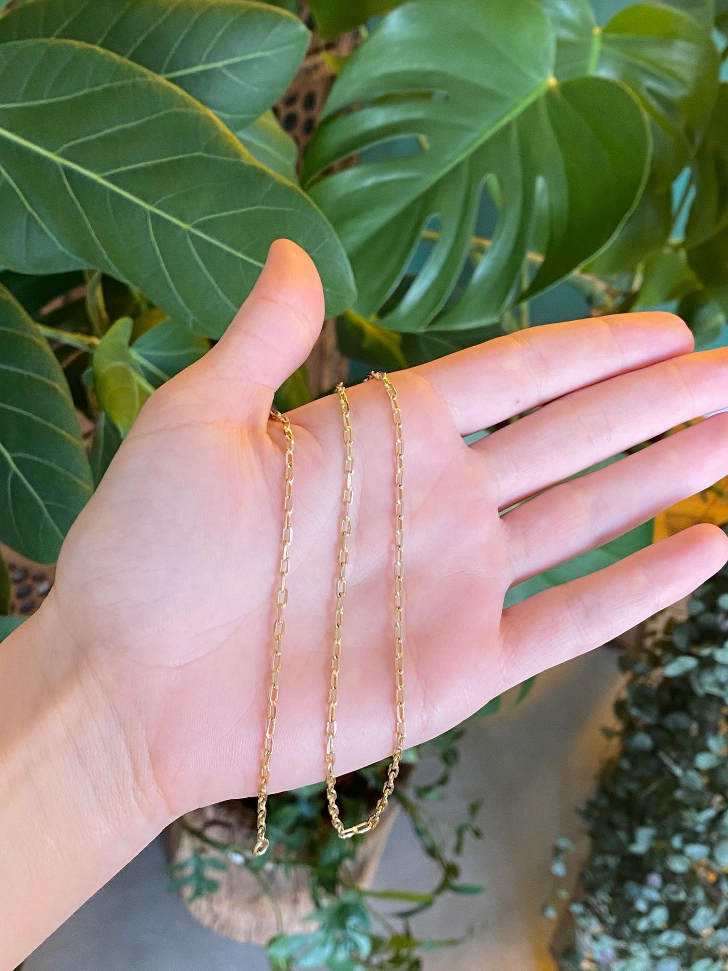 Vintage Solid 9k Yellow Gold Biker Link Chain Necklace - 24.5 inches