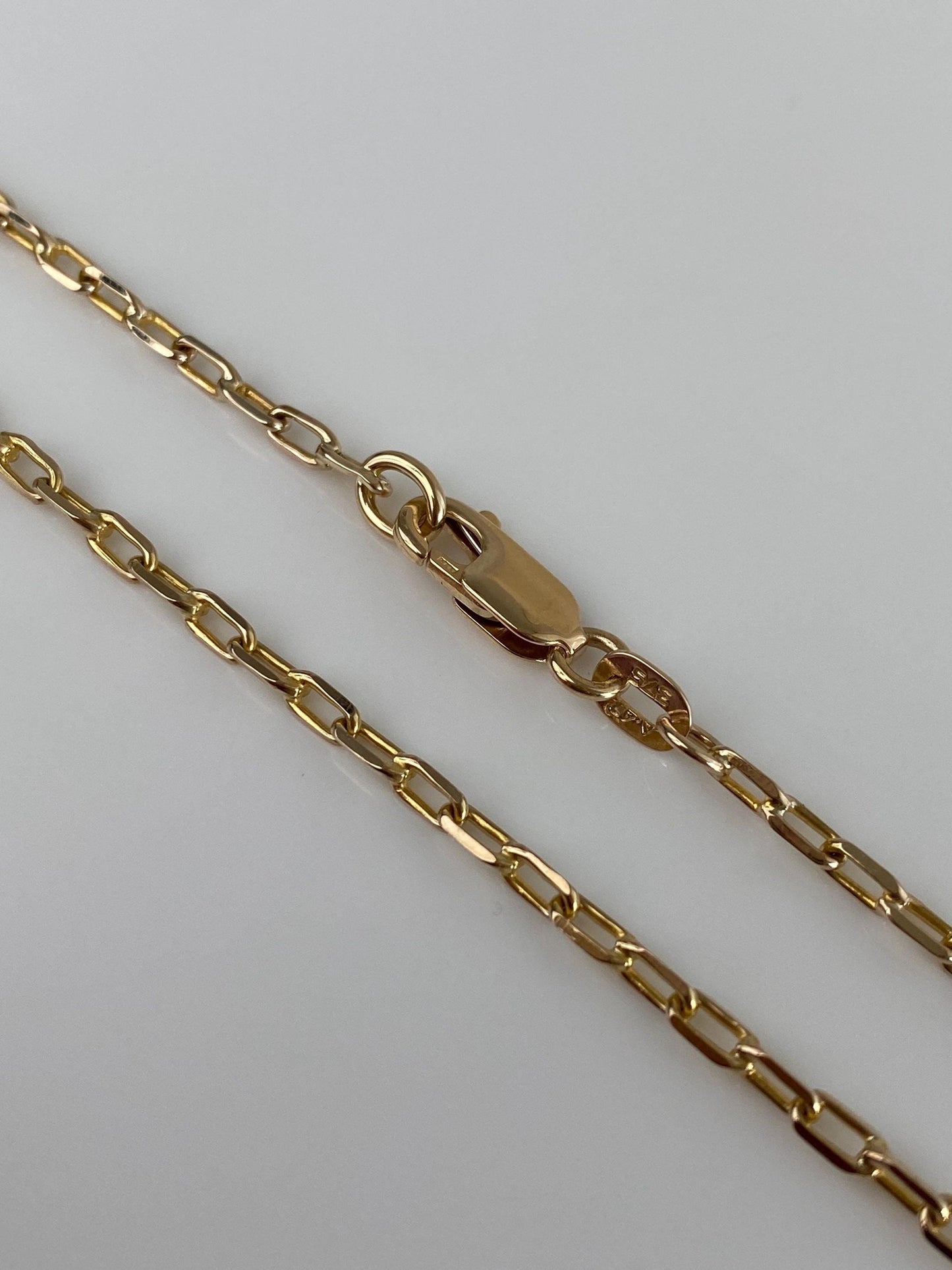 Vintage Solid 9k Yellow Gold Biker Link Chain Necklace - 24.5 inches