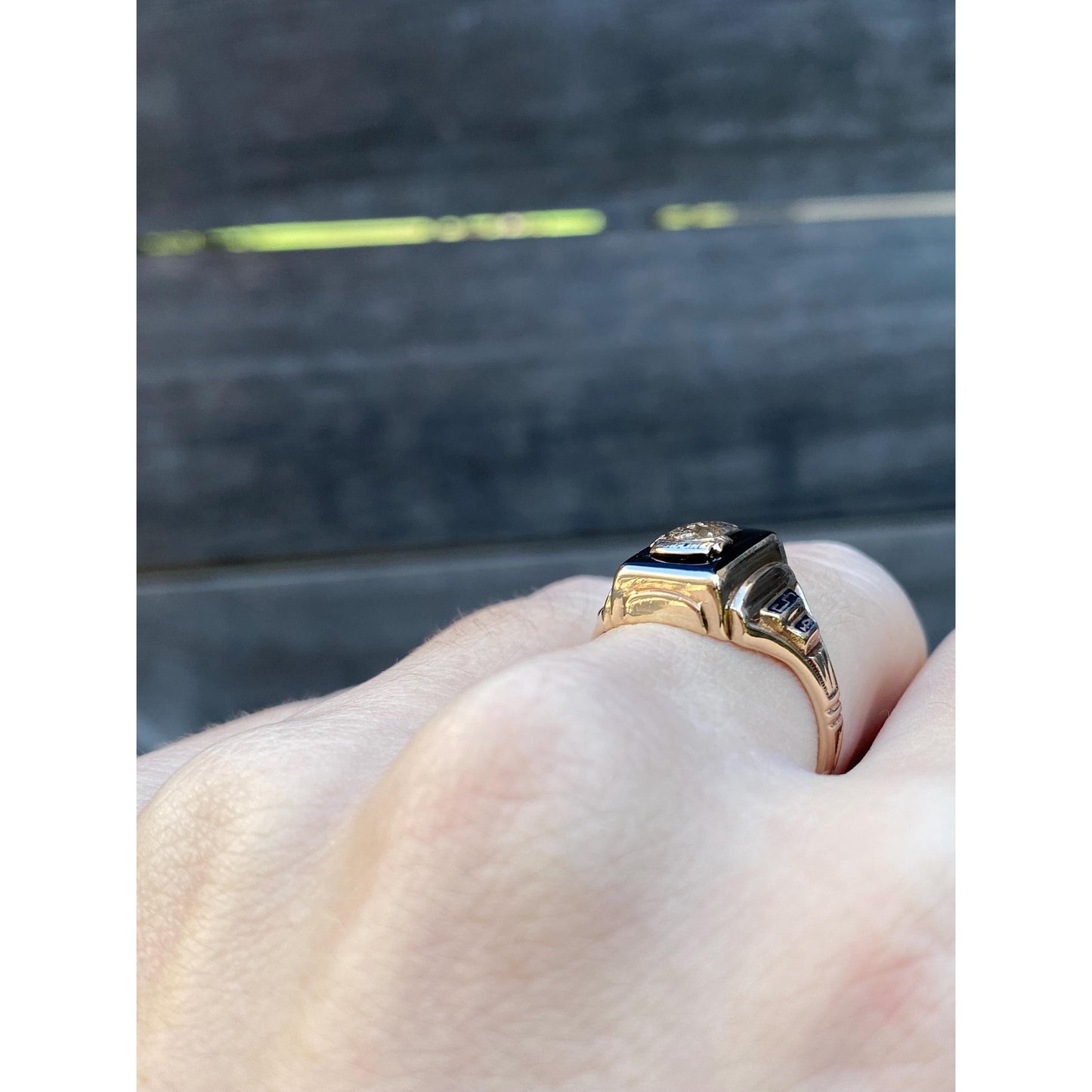 Vintage Solid 10k Yellow Gold Onyx 1954 Class Ring - Size 6.25