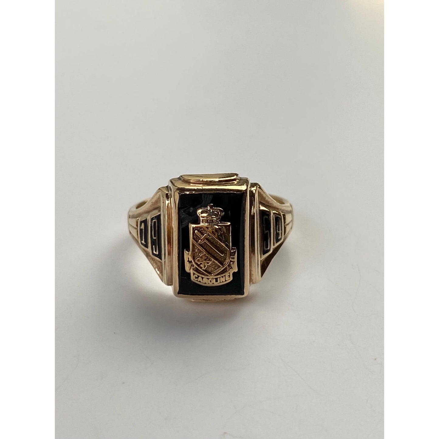 Vintage Solid 10k Yellow Gold Onyx 1954 Class Ring - Size 6.25