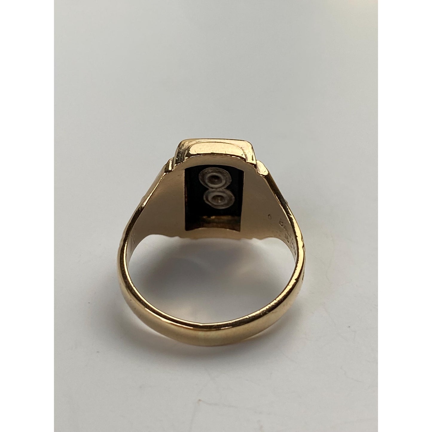 Vintage Solid 10k Yellow Gold Onyx 1954 Class Ring - Size 6.25