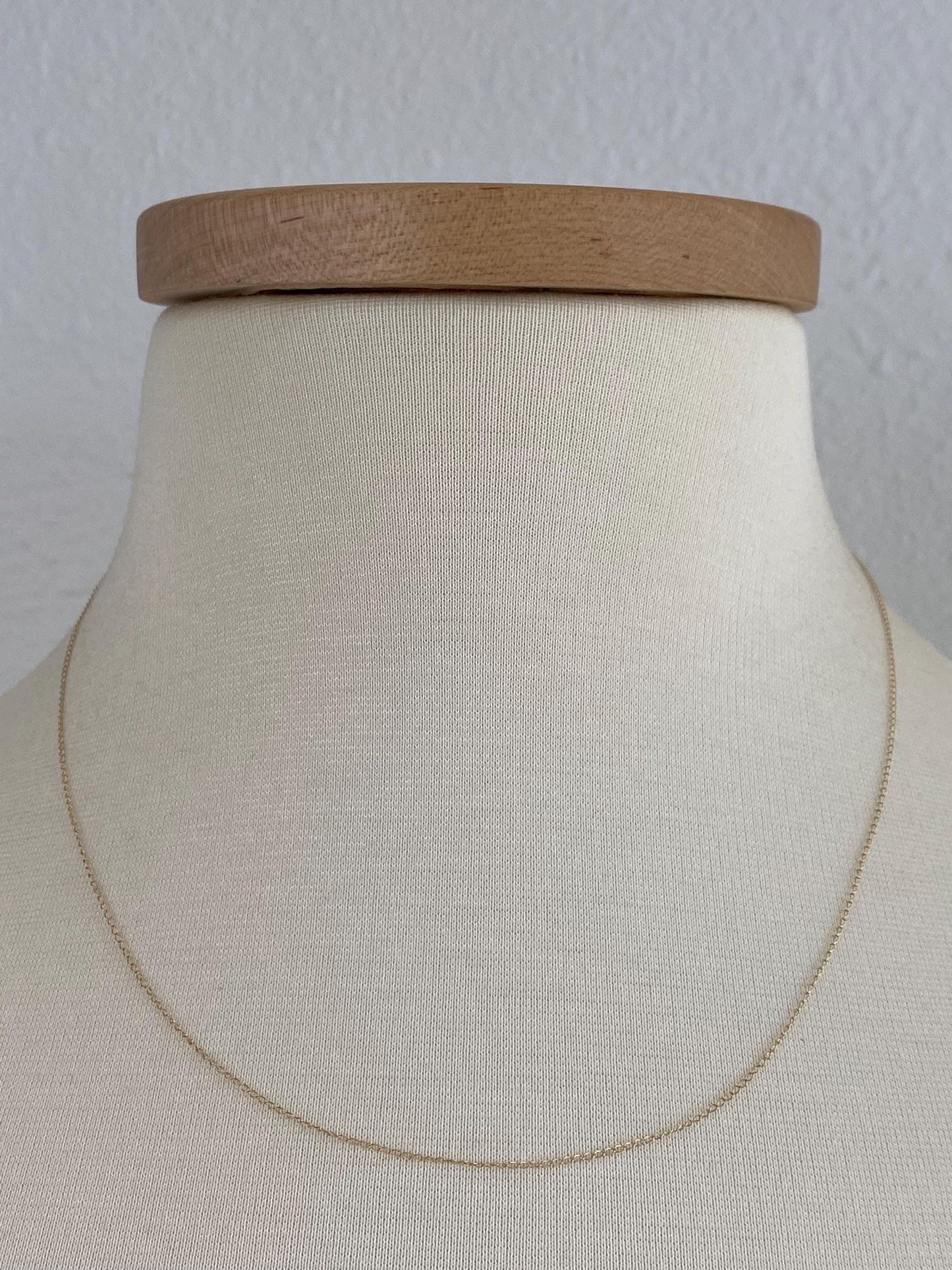 Vintage Solid 14k Yellow Gold Dainty Elongated Curb Chain Necklace - 18.5 inches