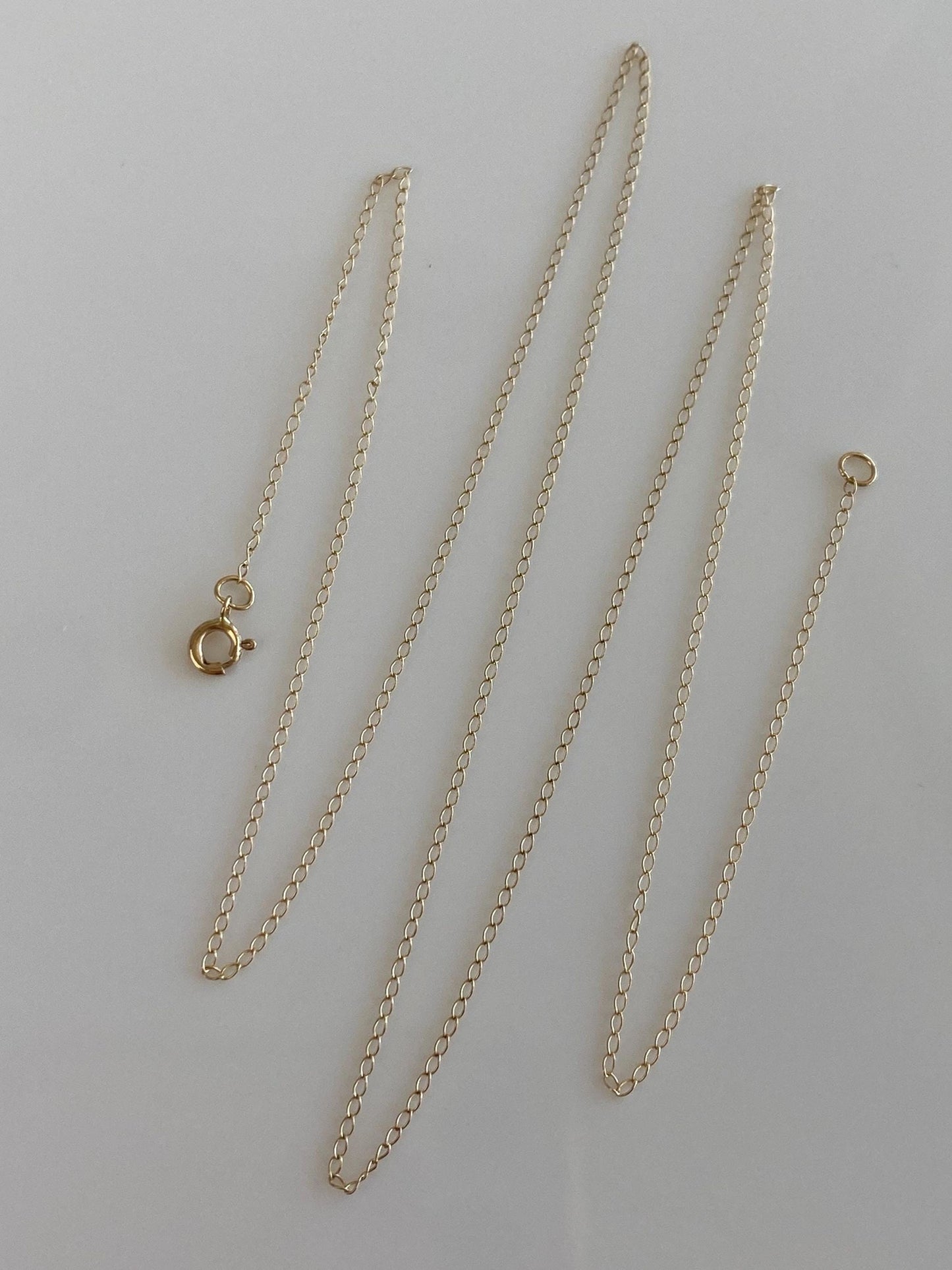 Vintage Solid 14k Yellow Gold Dainty Elongated Curb Chain Necklace - 18.5 inches