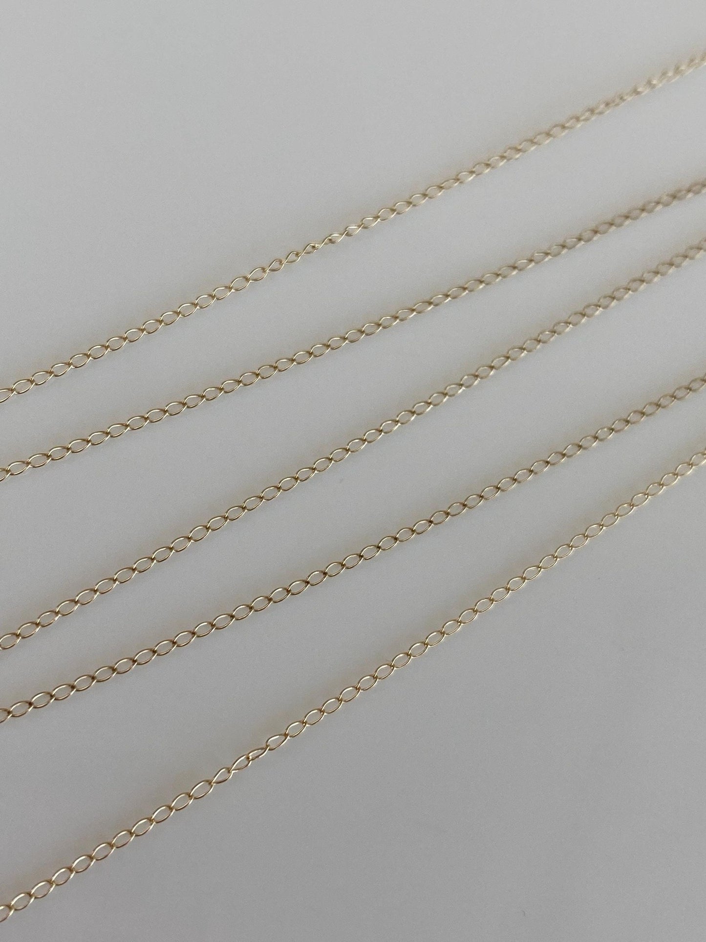 Vintage Solid 14k Yellow Gold Dainty Elongated Curb Chain Necklace - 18.5 inches