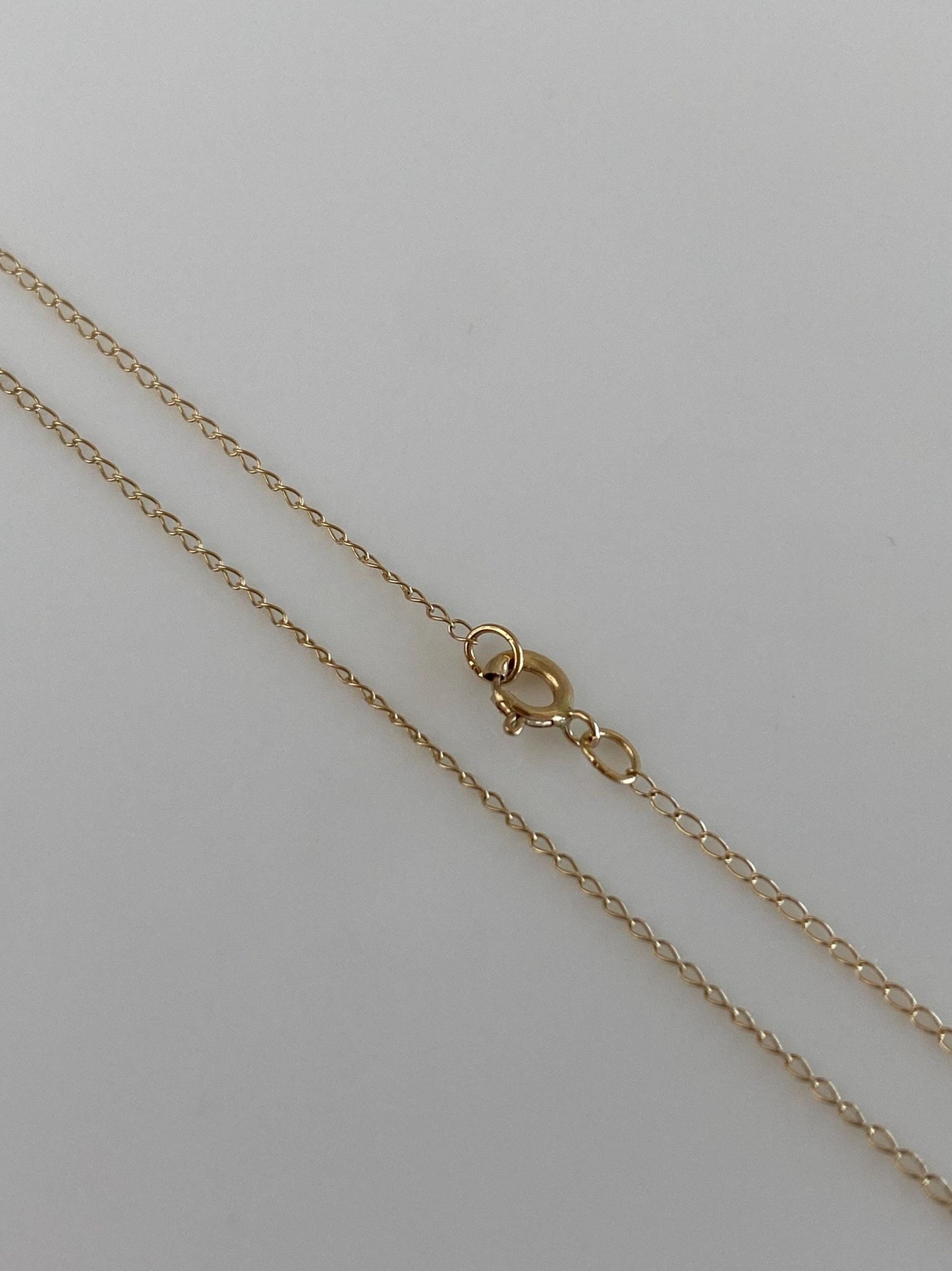 Vintage Solid 14k Yellow Gold Dainty Elongated Curb Chain Necklace - 18.5 inches