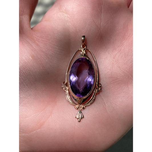 Vintage Solid 14k Rose Gold Amethyst Charm