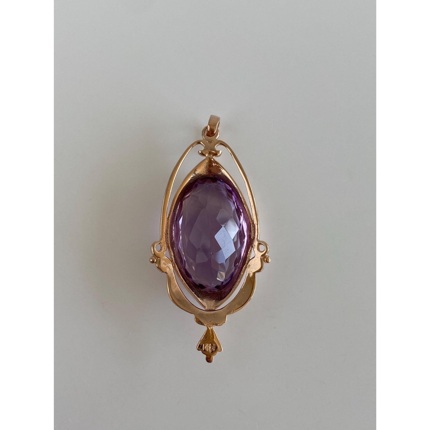 Vintage Solid 14k Rose Gold Amethyst Charm