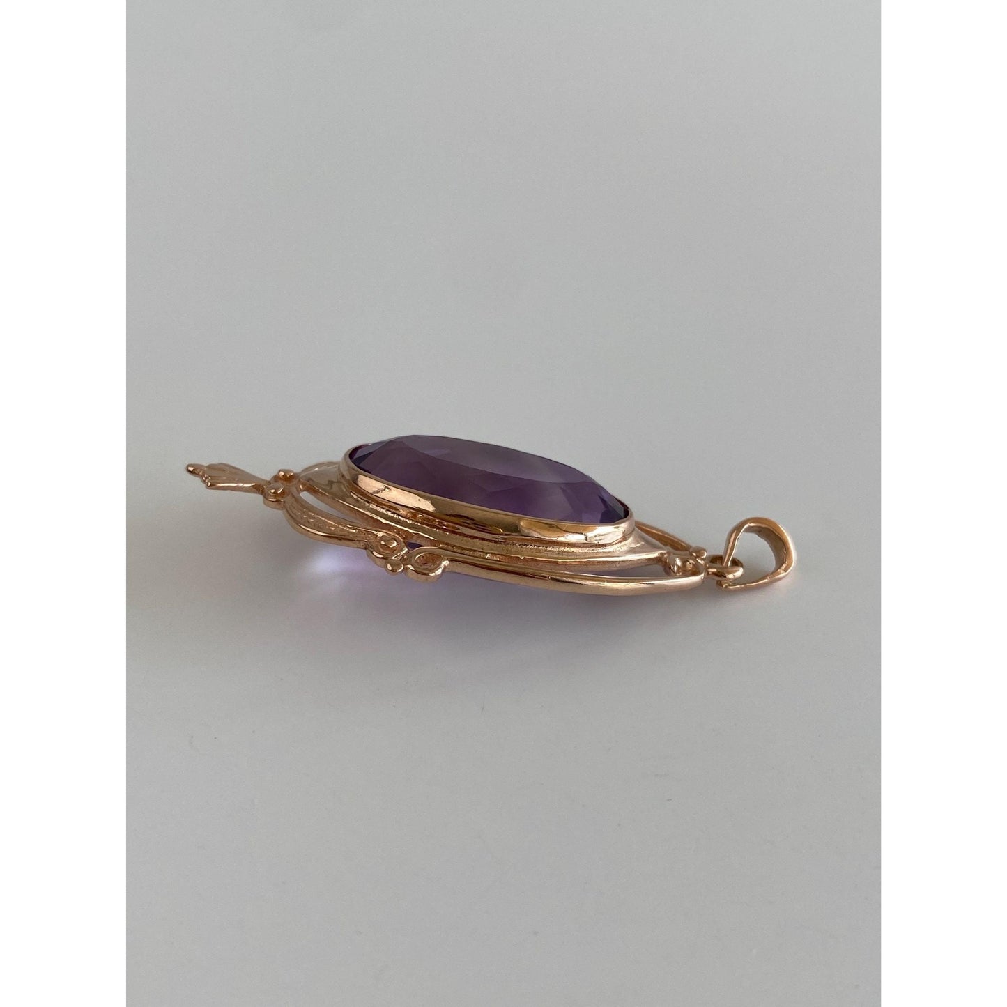 Vintage Solid 14k Rose Gold Amethyst Charm