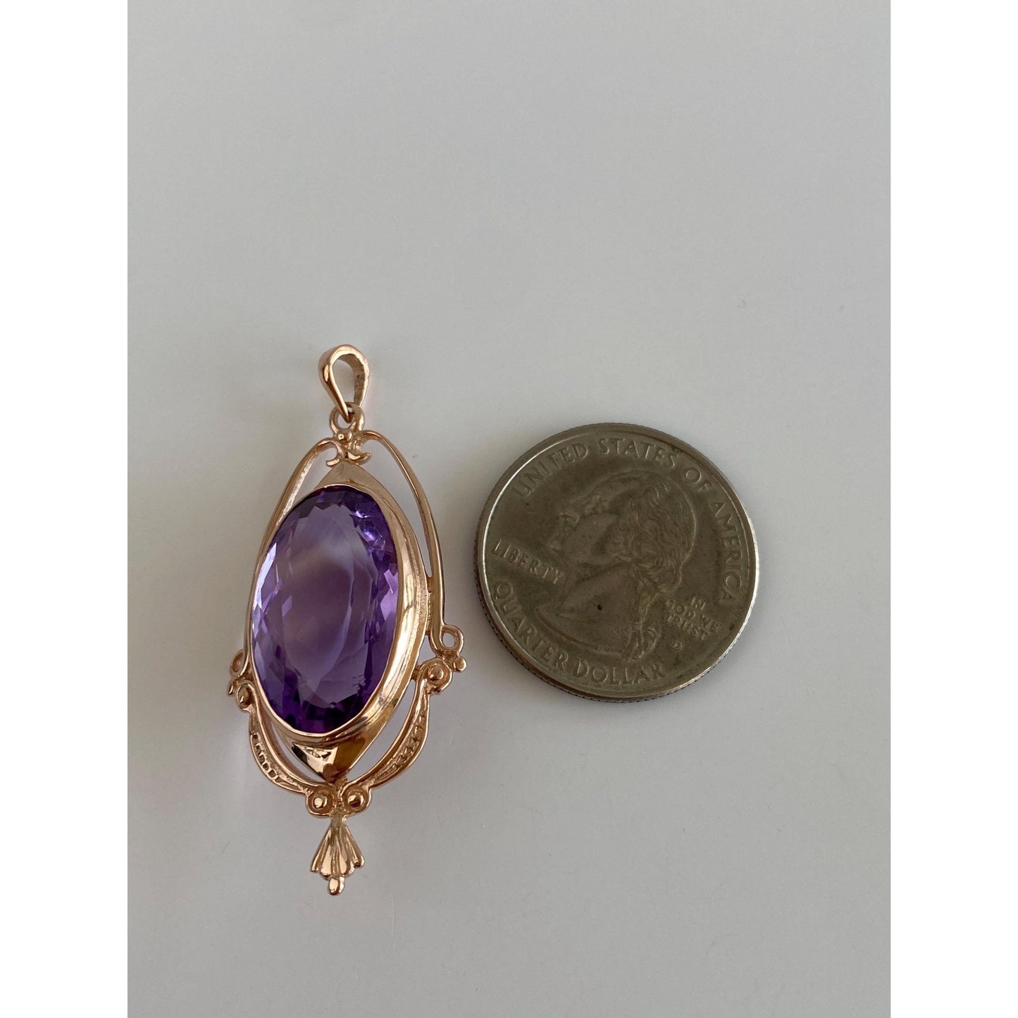 Vintage Solid 14k Rose Gold Amethyst Charm