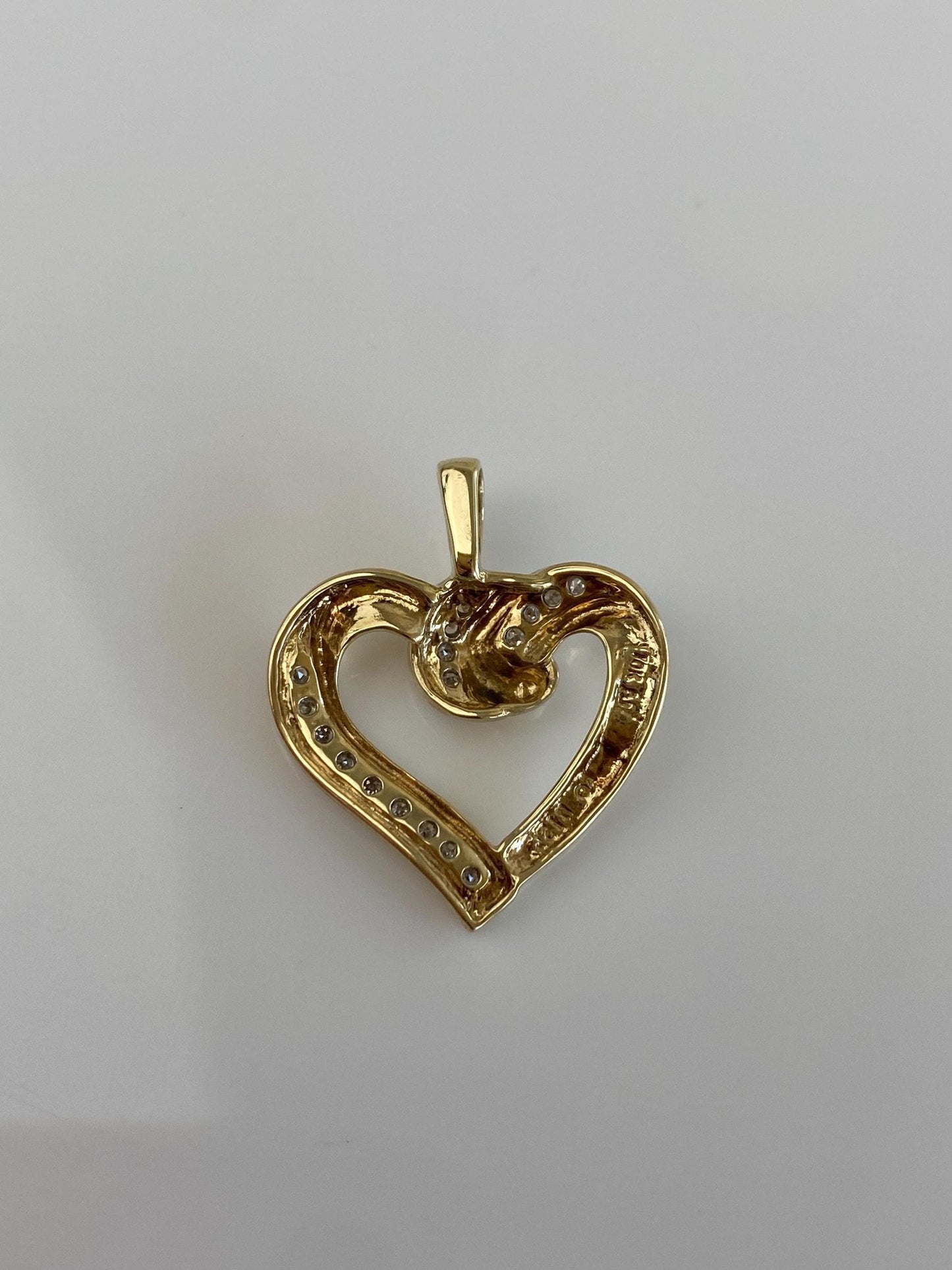 Vintage Solid 10k Yellow Gold Diamond Heart Charm