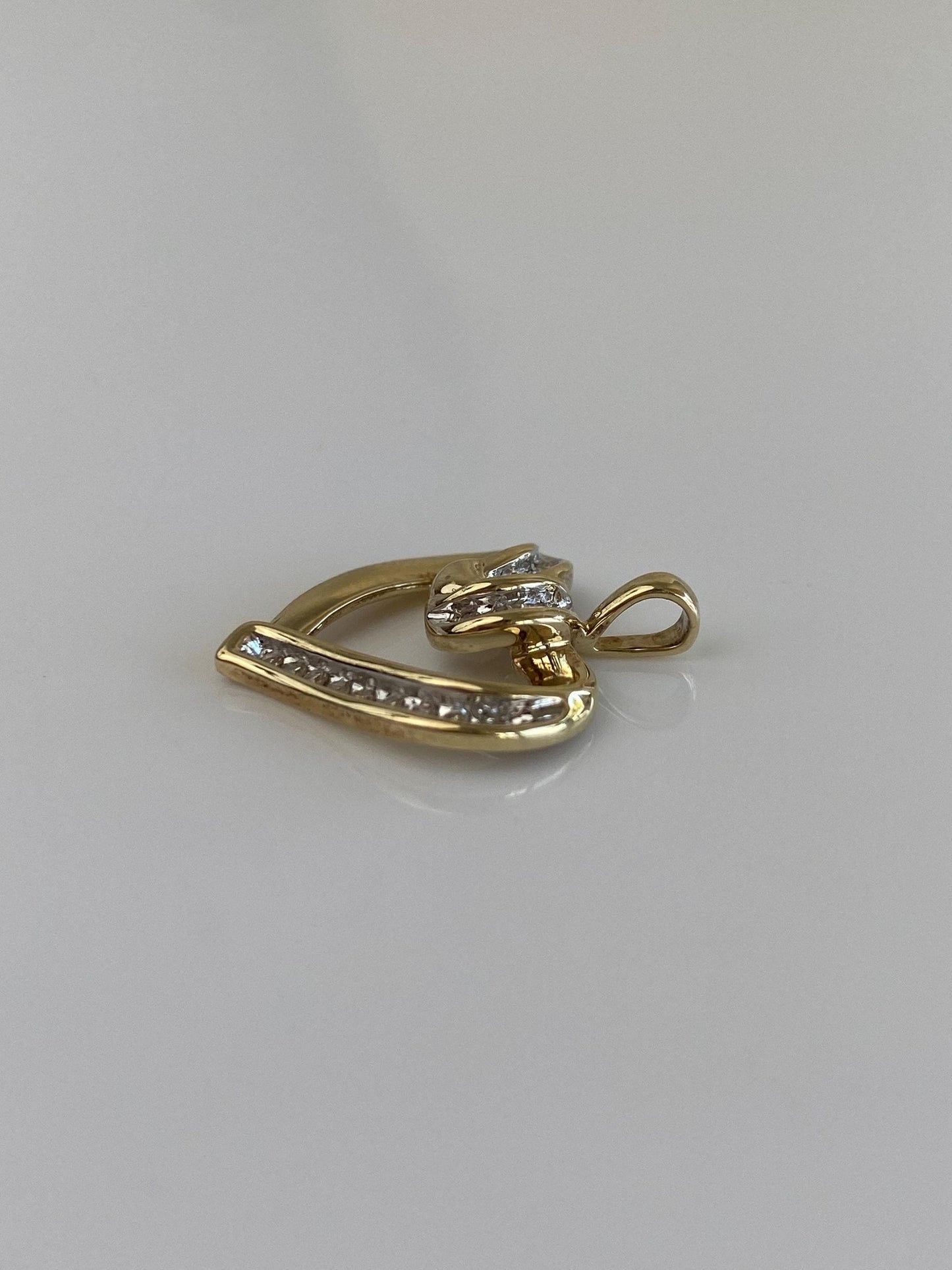 Vintage Solid 10k Yellow Gold Diamond Heart Charm
