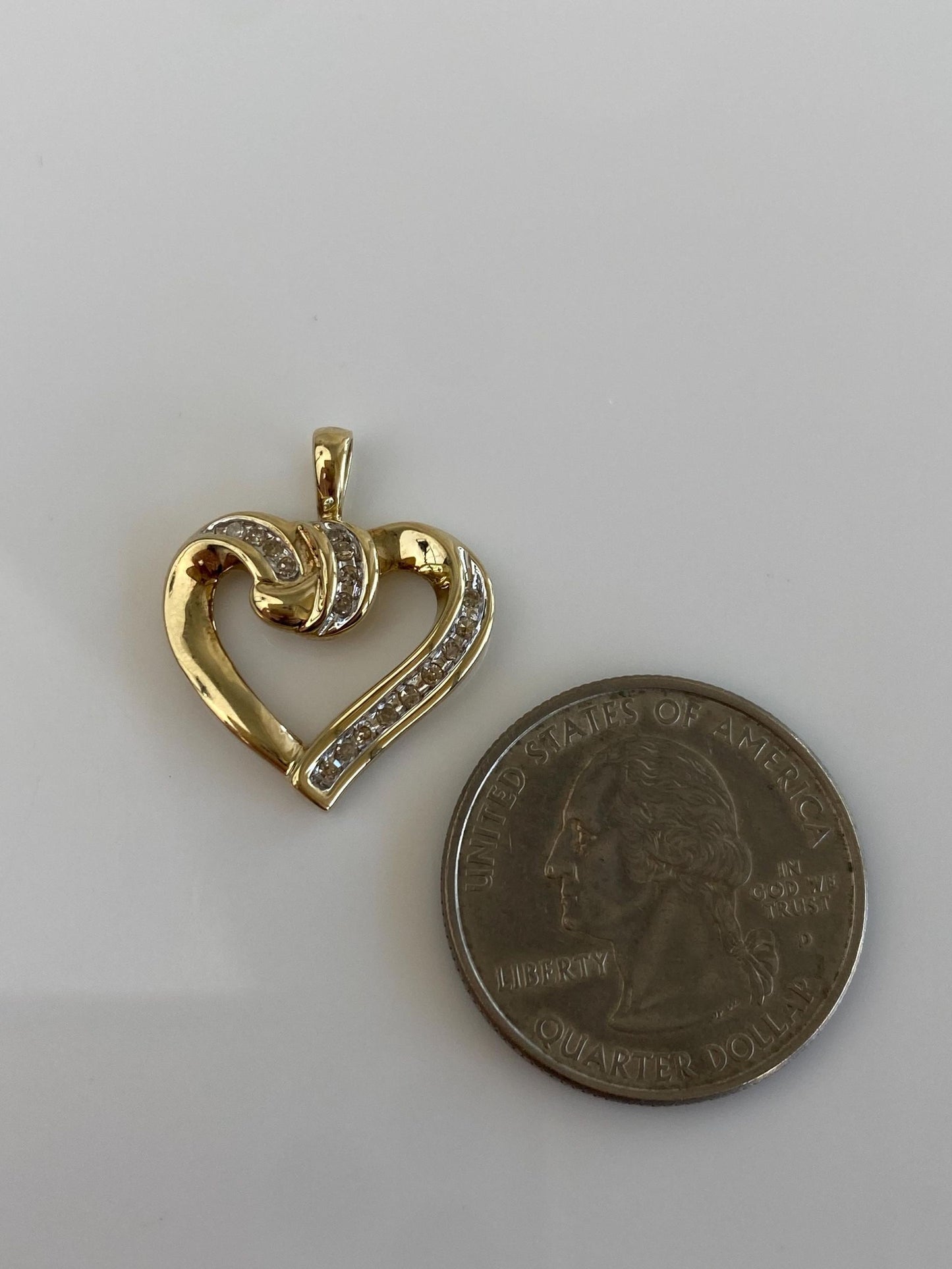 Vintage Solid 10k Yellow Gold Diamond Heart Charm