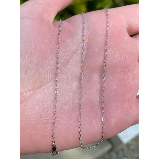 Vintage Solid 14k White Gold Cable Link Chain Necklace - 15.75 inches