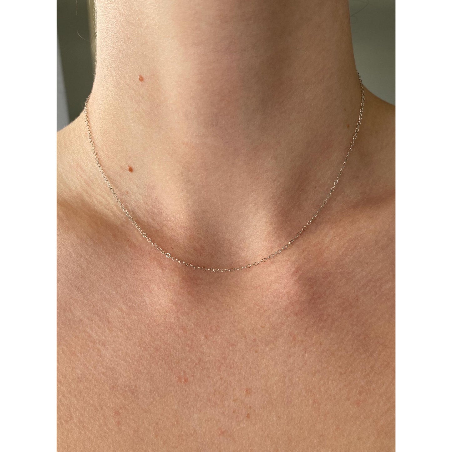 Vintage Solid 14k White Gold Cable Link Chain Necklace - 15.75 inches