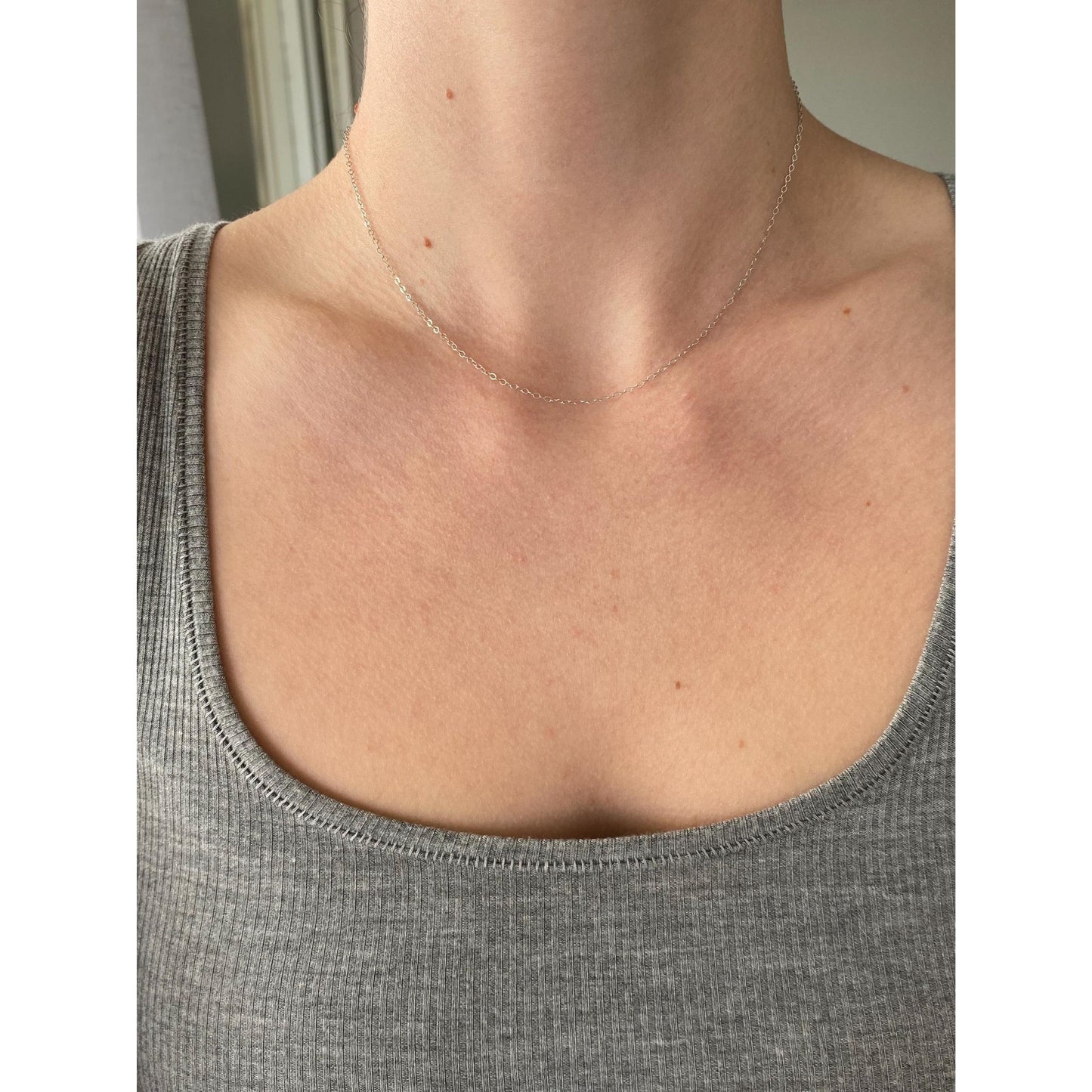 Vintage Solid 14k White Gold Cable Link Chain Necklace - 15.75 inches