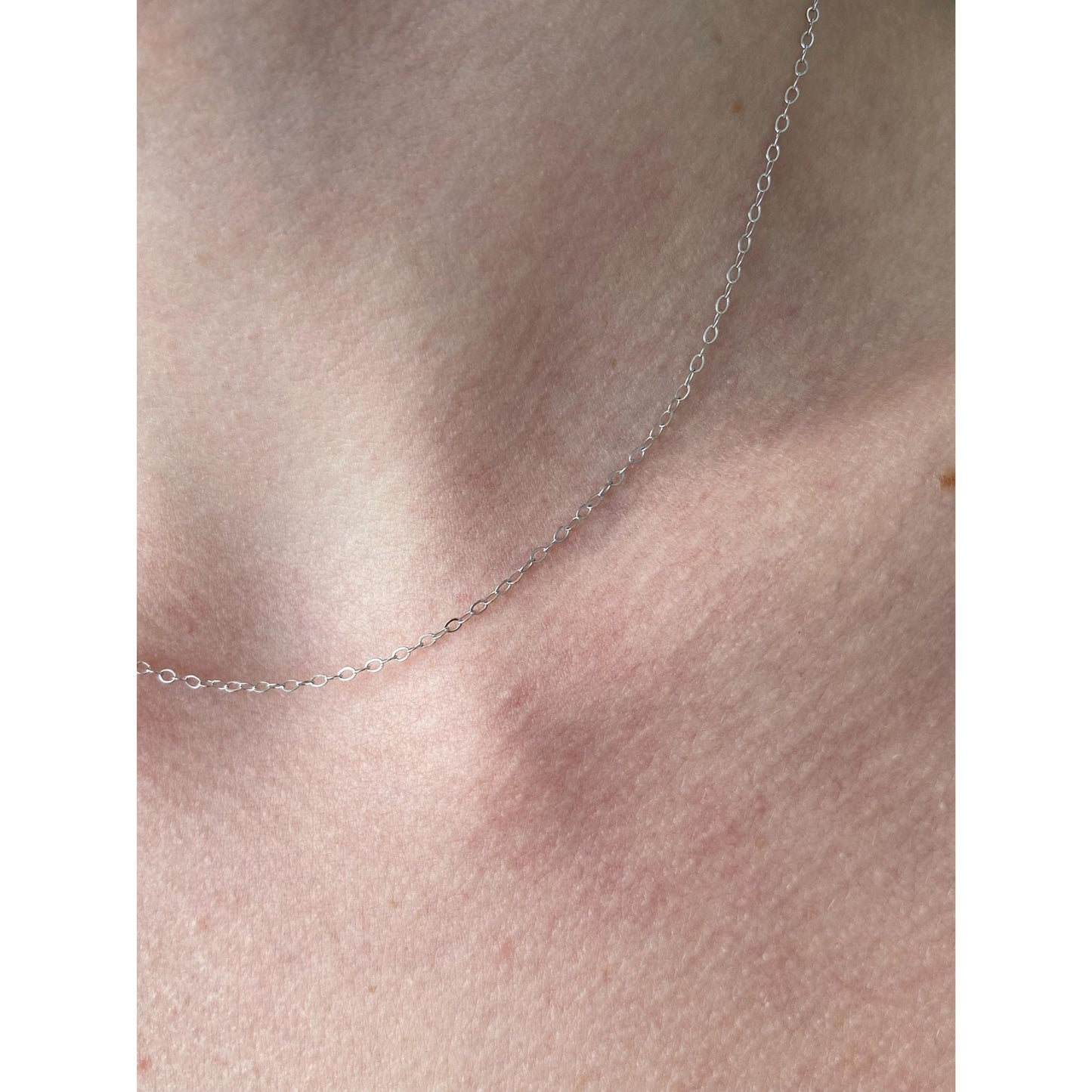 Vintage Solid 14k White Gold Cable Link Chain Necklace - 15.75 inches