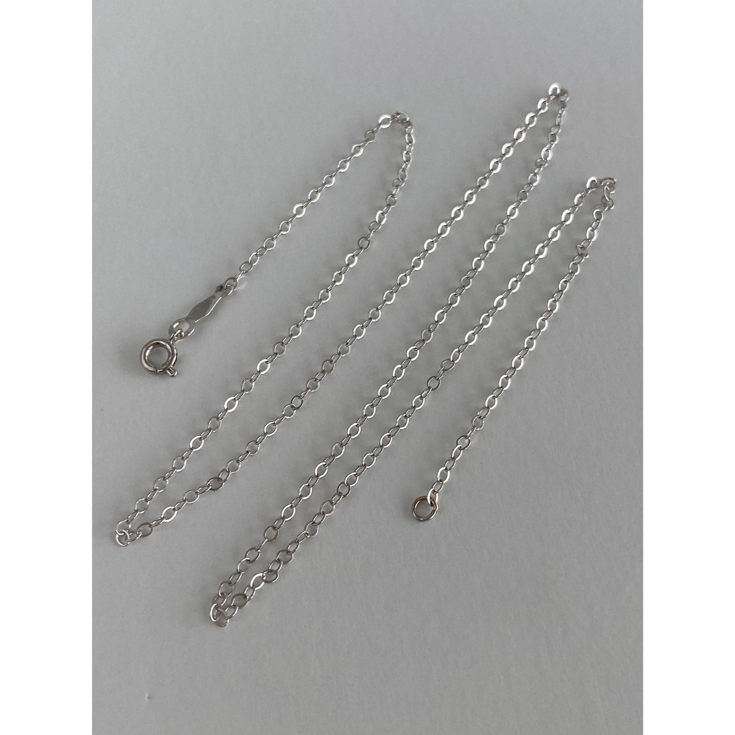 Vintage Solid 14k White Gold Cable Link Chain Necklace - 15.75 inches