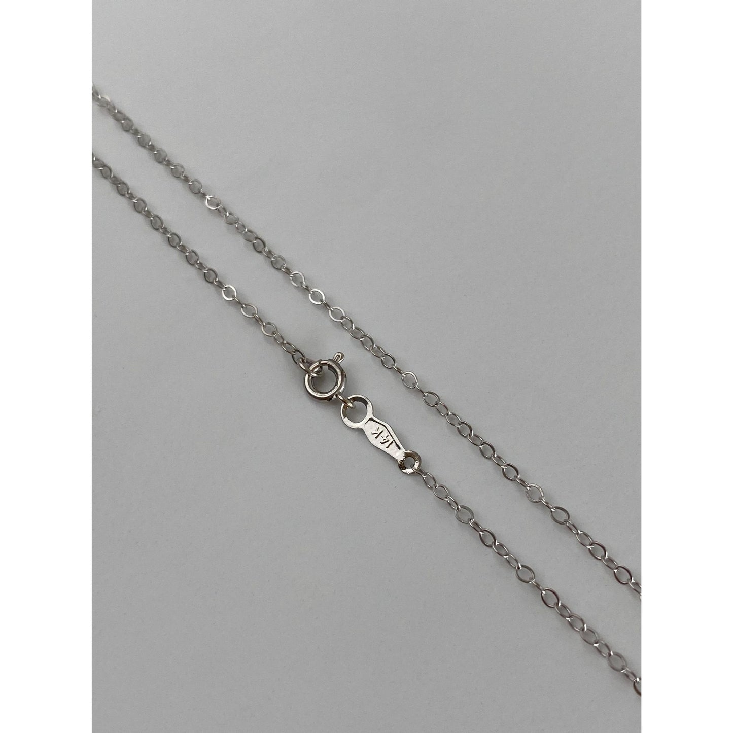 Vintage Solid 14k White Gold Cable Link Chain Necklace - 15.75 inches