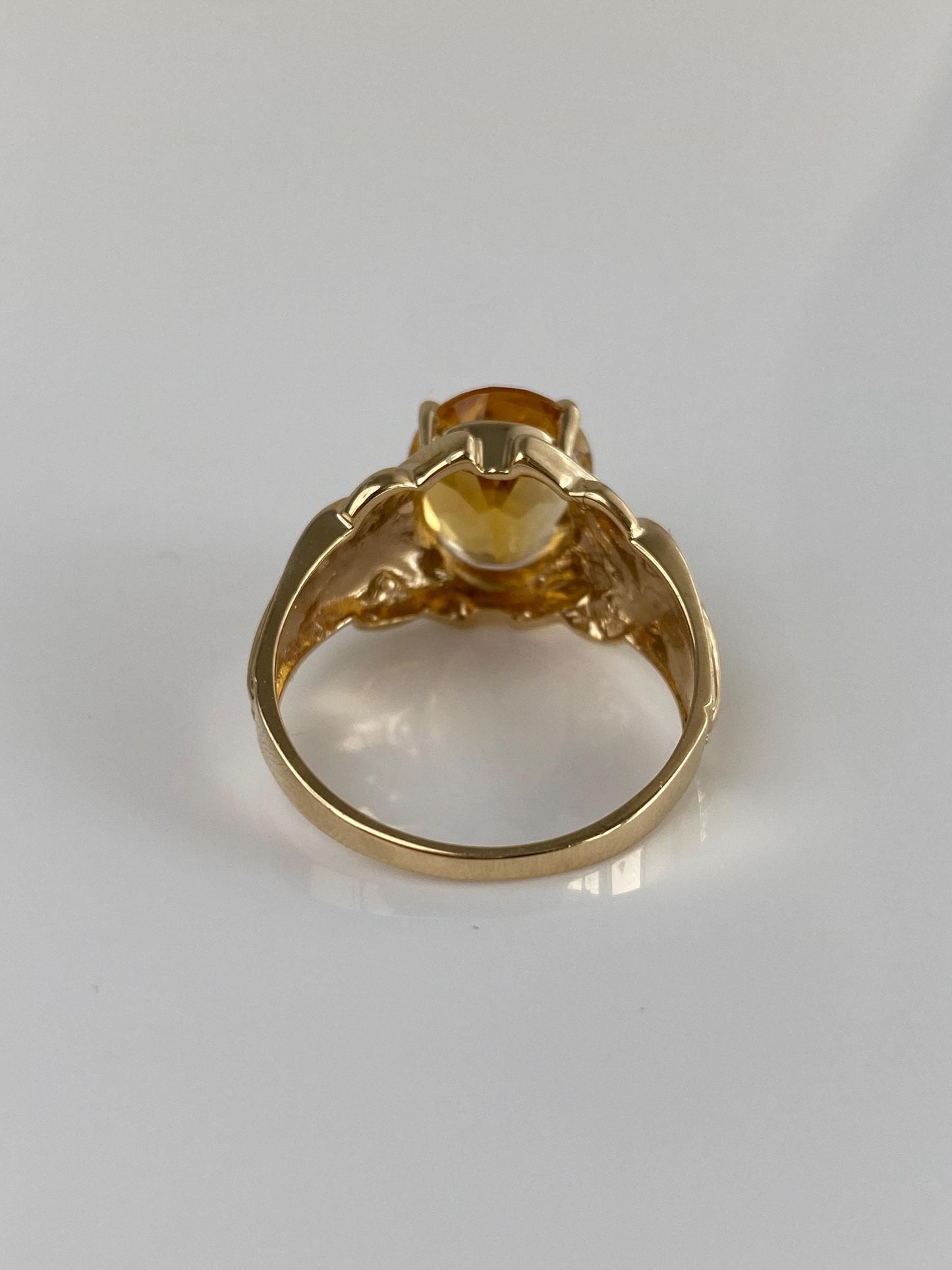 Vintage Solid 10k White & Yellow Gold Citrine Ring - Size 9.75