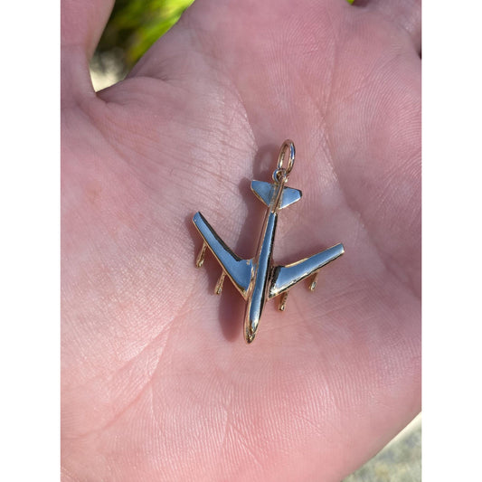 Vintage Solid 14k Yellow Gold Airplane Charm