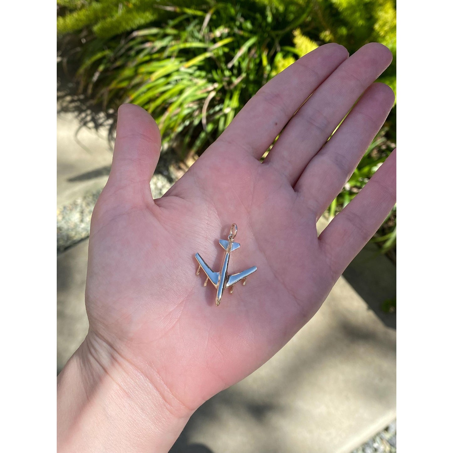 Vintage Solid 14k Yellow Gold Airplane Charm