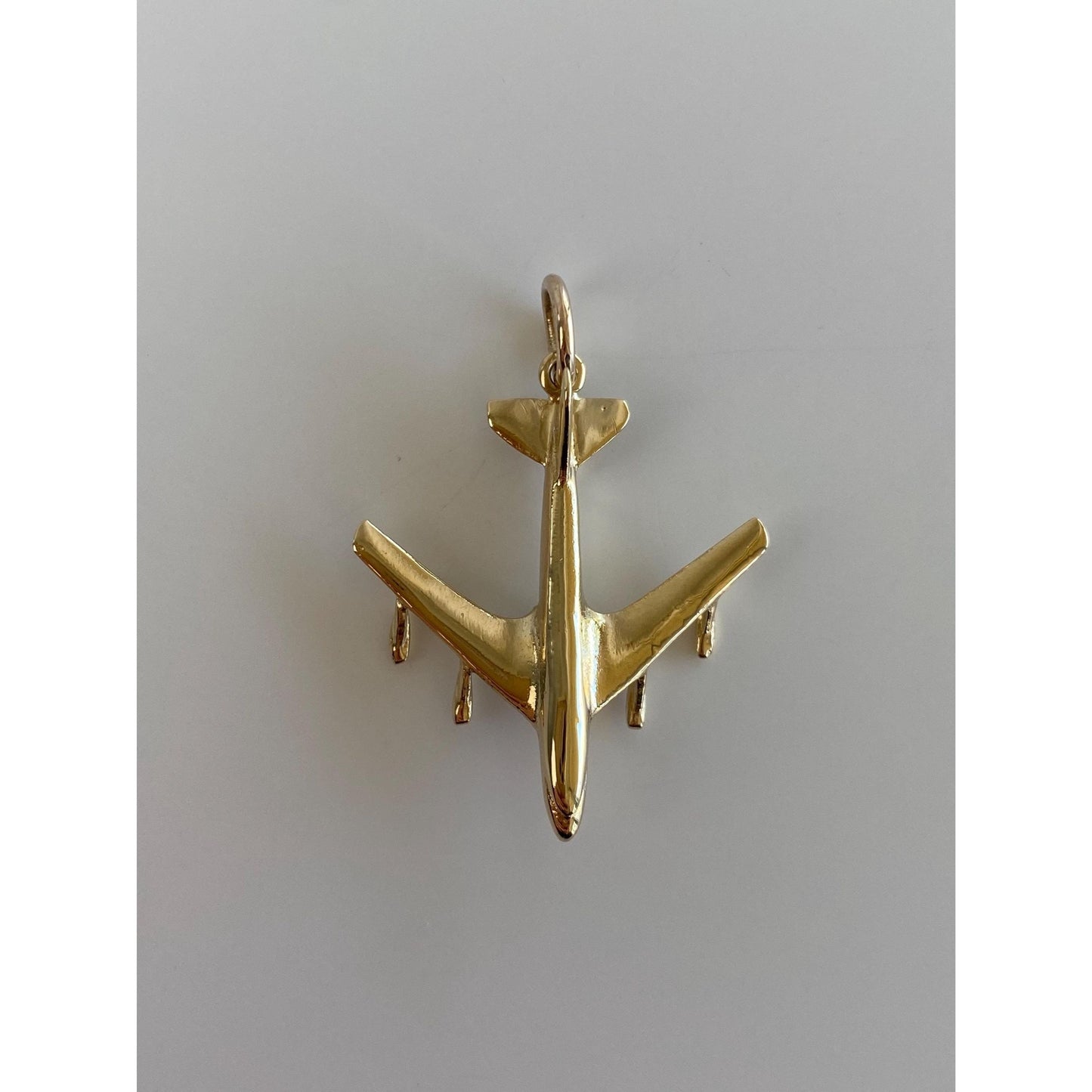 Vintage Solid 14k Yellow Gold Airplane Charm