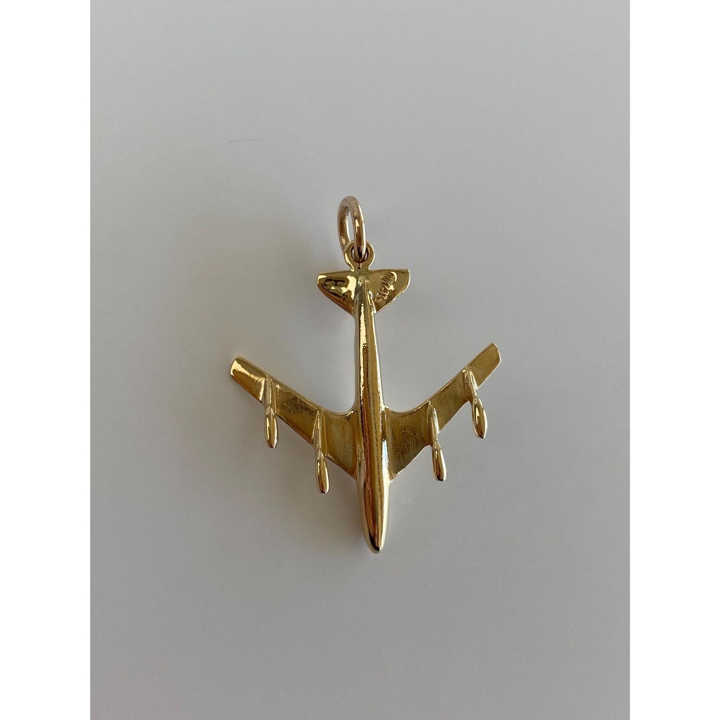Vintage Solid 14k Yellow Gold Airplane Charm