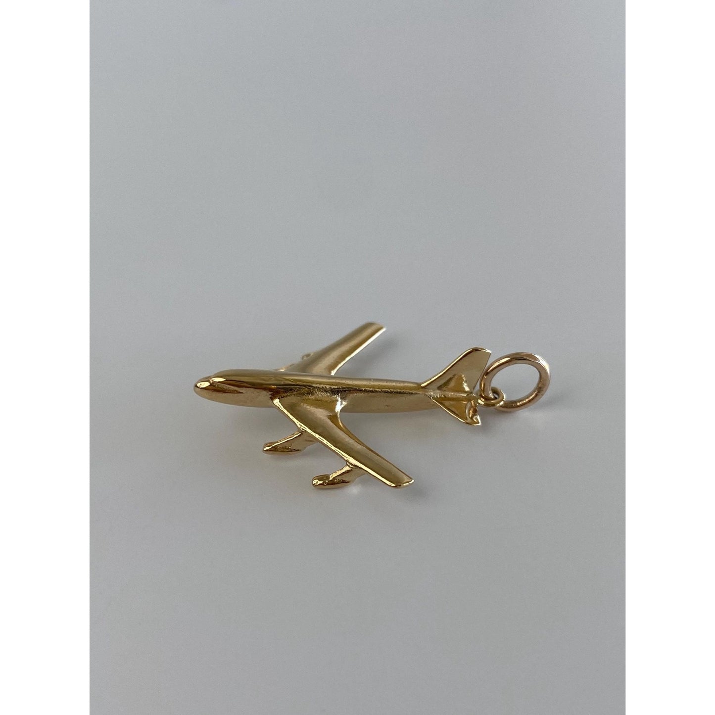 Vintage Solid 14k Yellow Gold Airplane Charm