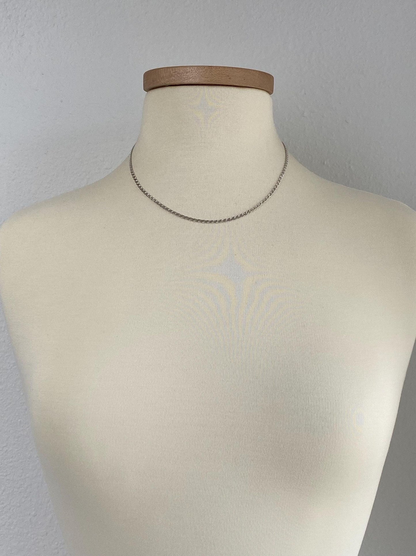 Vintage Solid 14k White Gold Mariner Chain Necklace - 18 inches