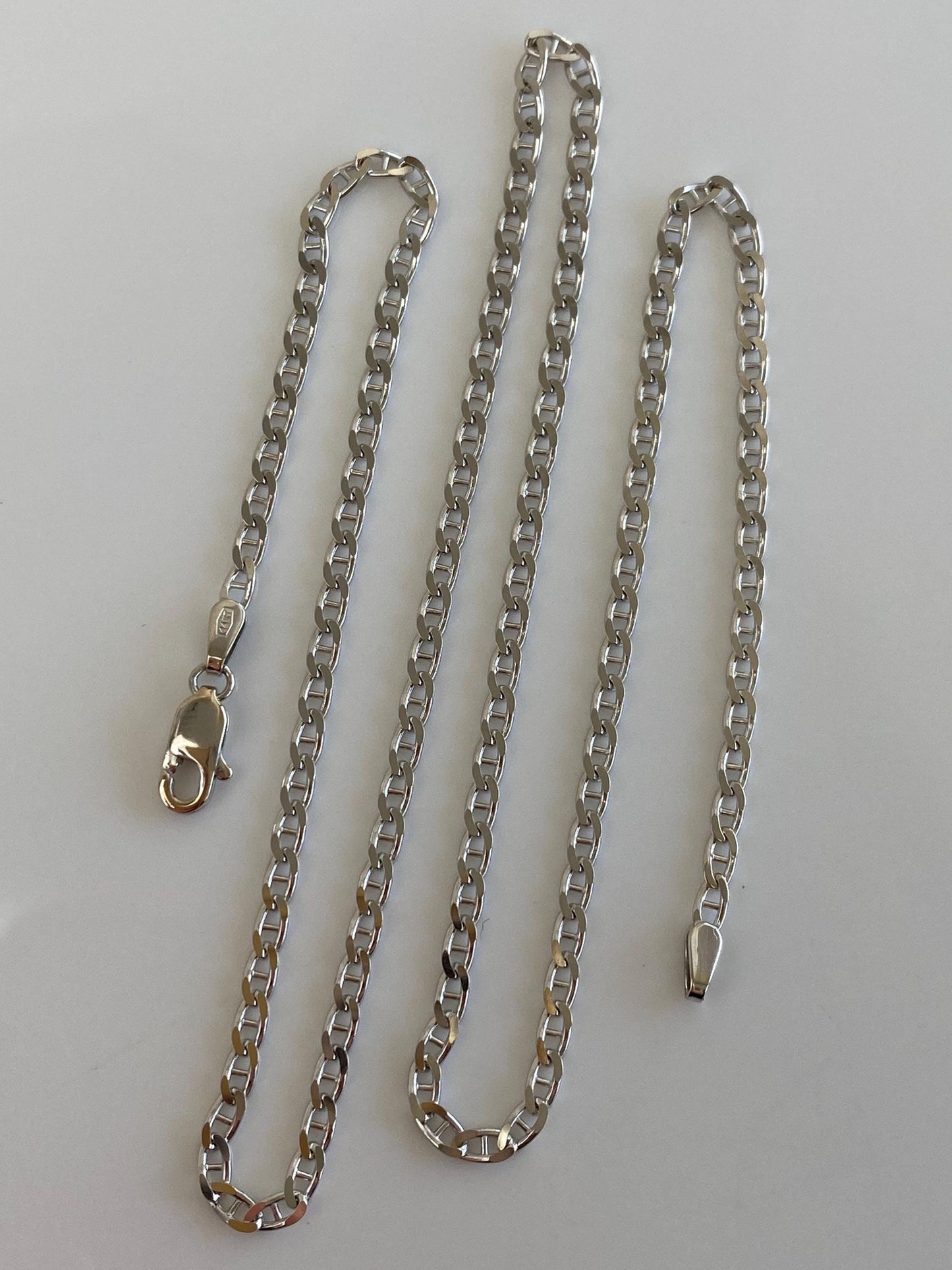 Vintage Solid 14k White Gold Mariner Chain Necklace - 18 inches