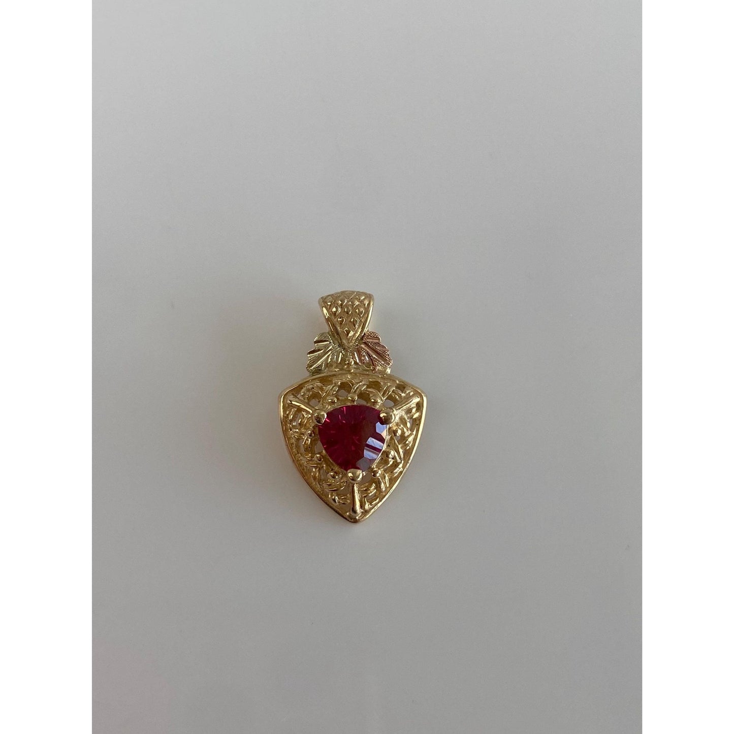 Vintage Solid 10k Black Hills Gold Ruby Charm