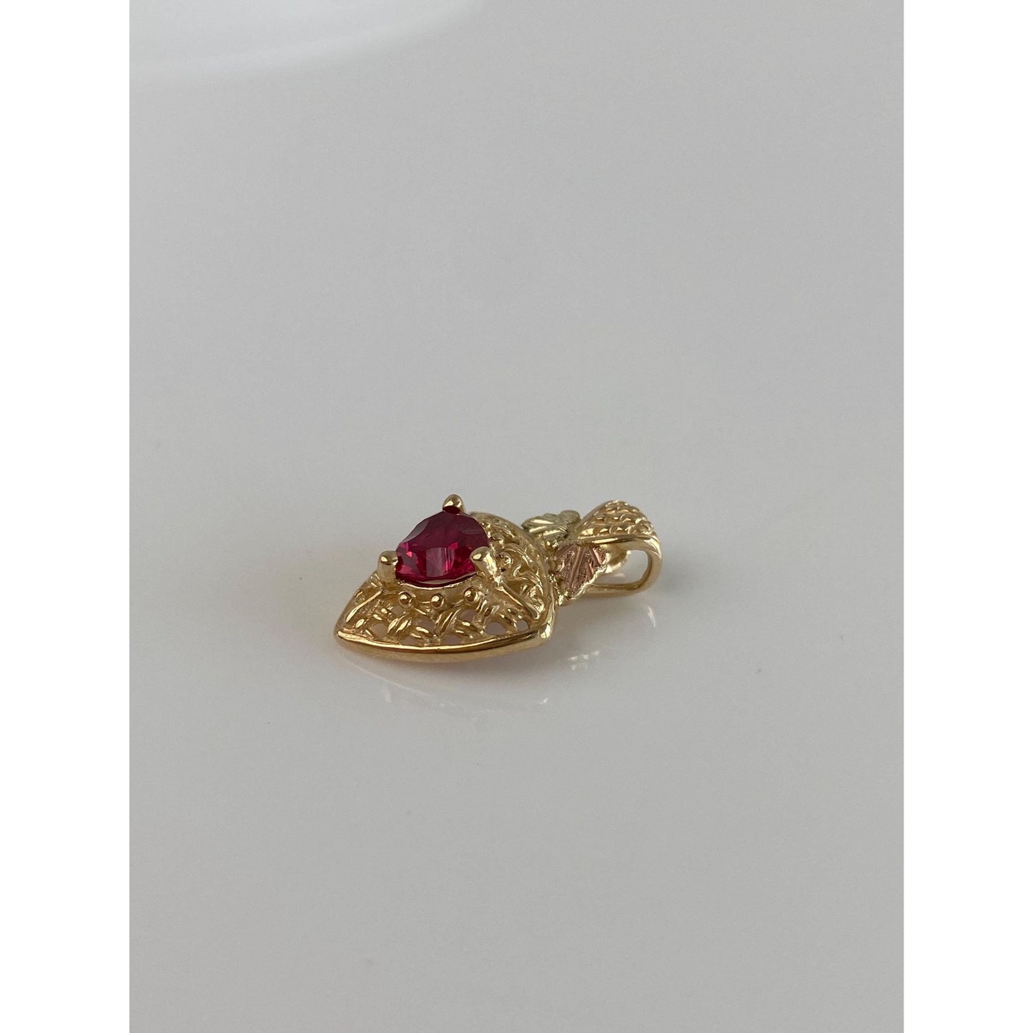 Vintage Solid 10k Black Hills Gold Ruby Charm