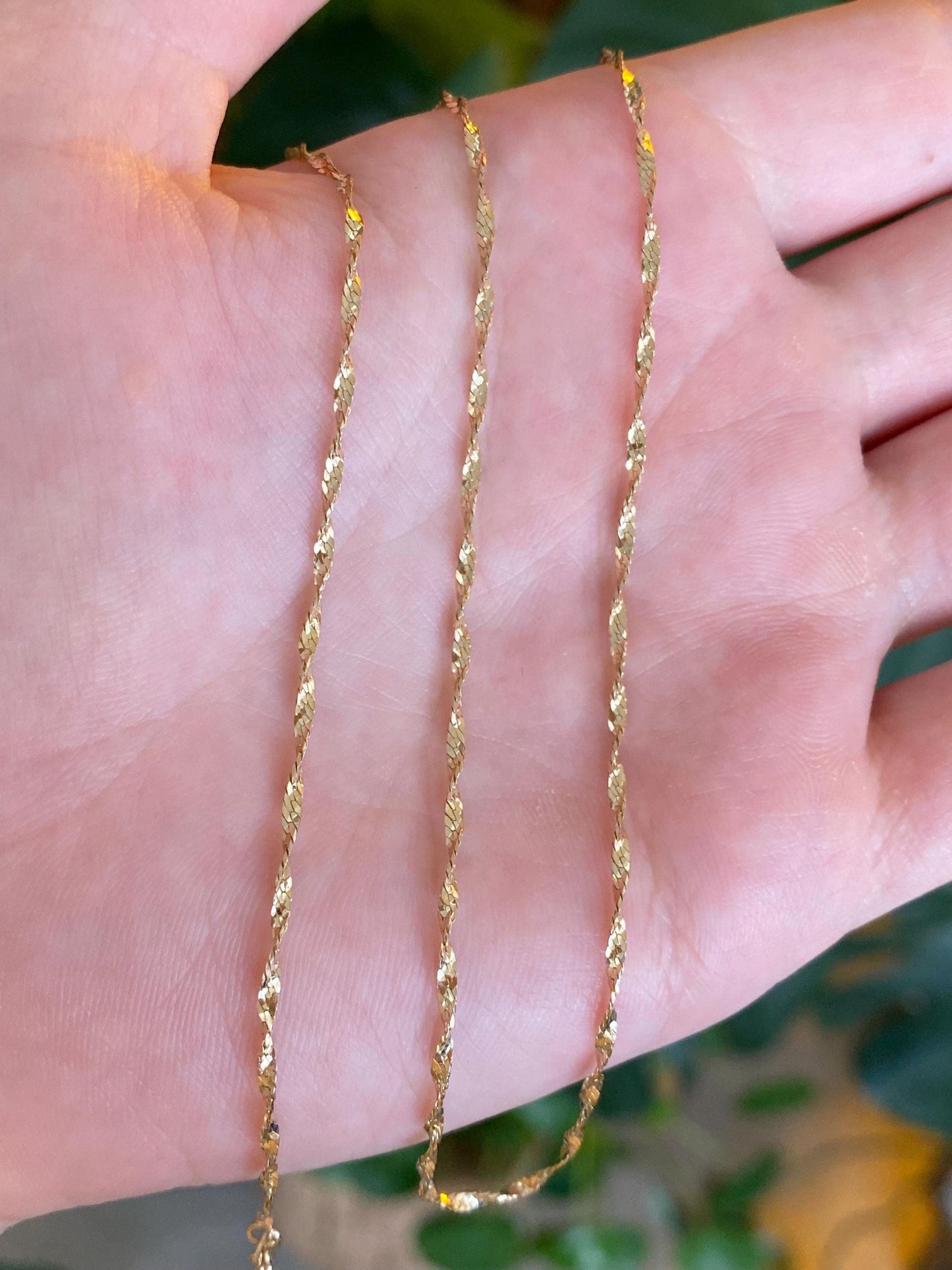 Vintage Solid 14k Yellow Gold Twist Chain Necklace - 18 inches