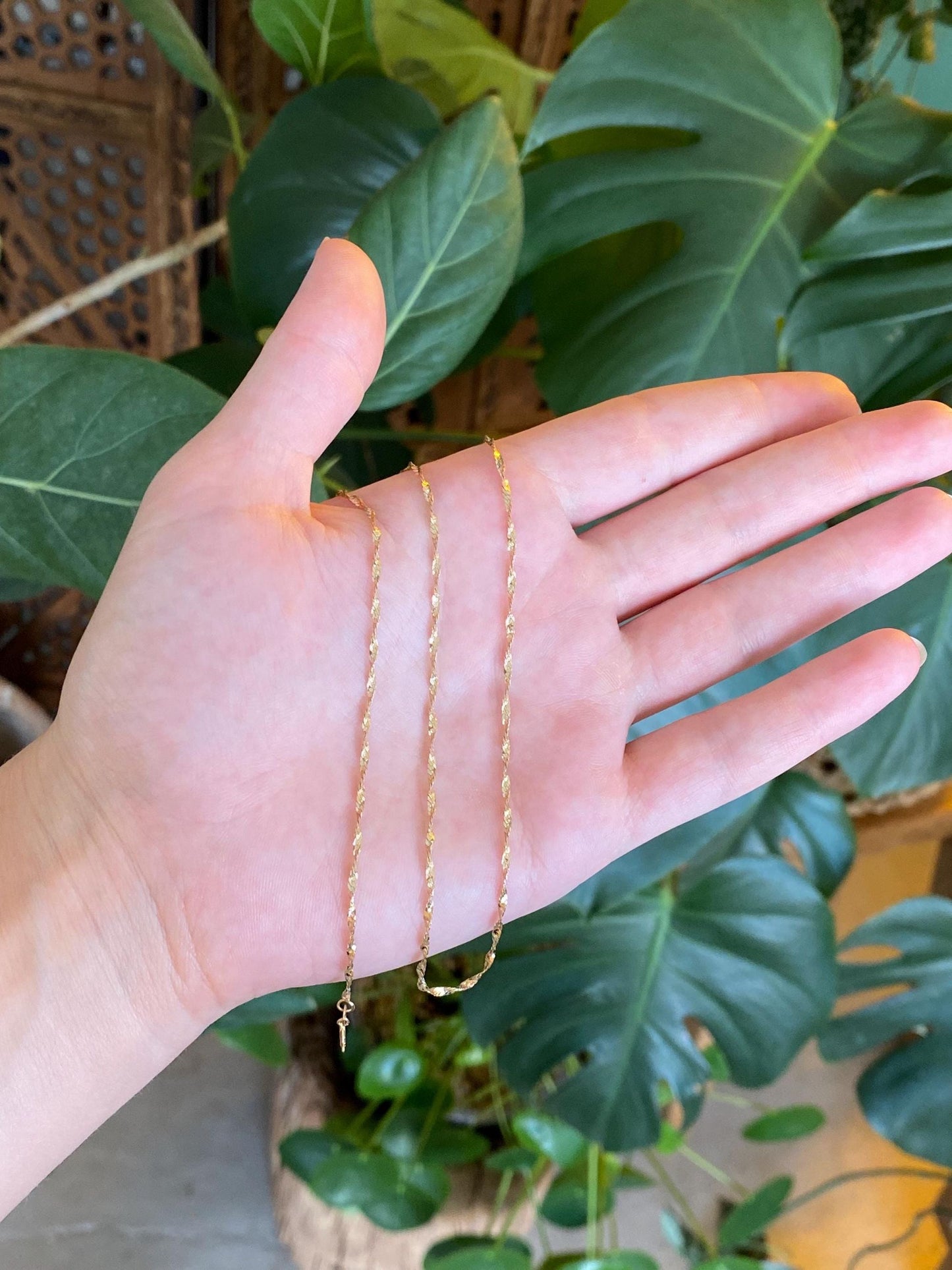 Vintage Solid 14k Yellow Gold Twist Chain Necklace - 18 inches