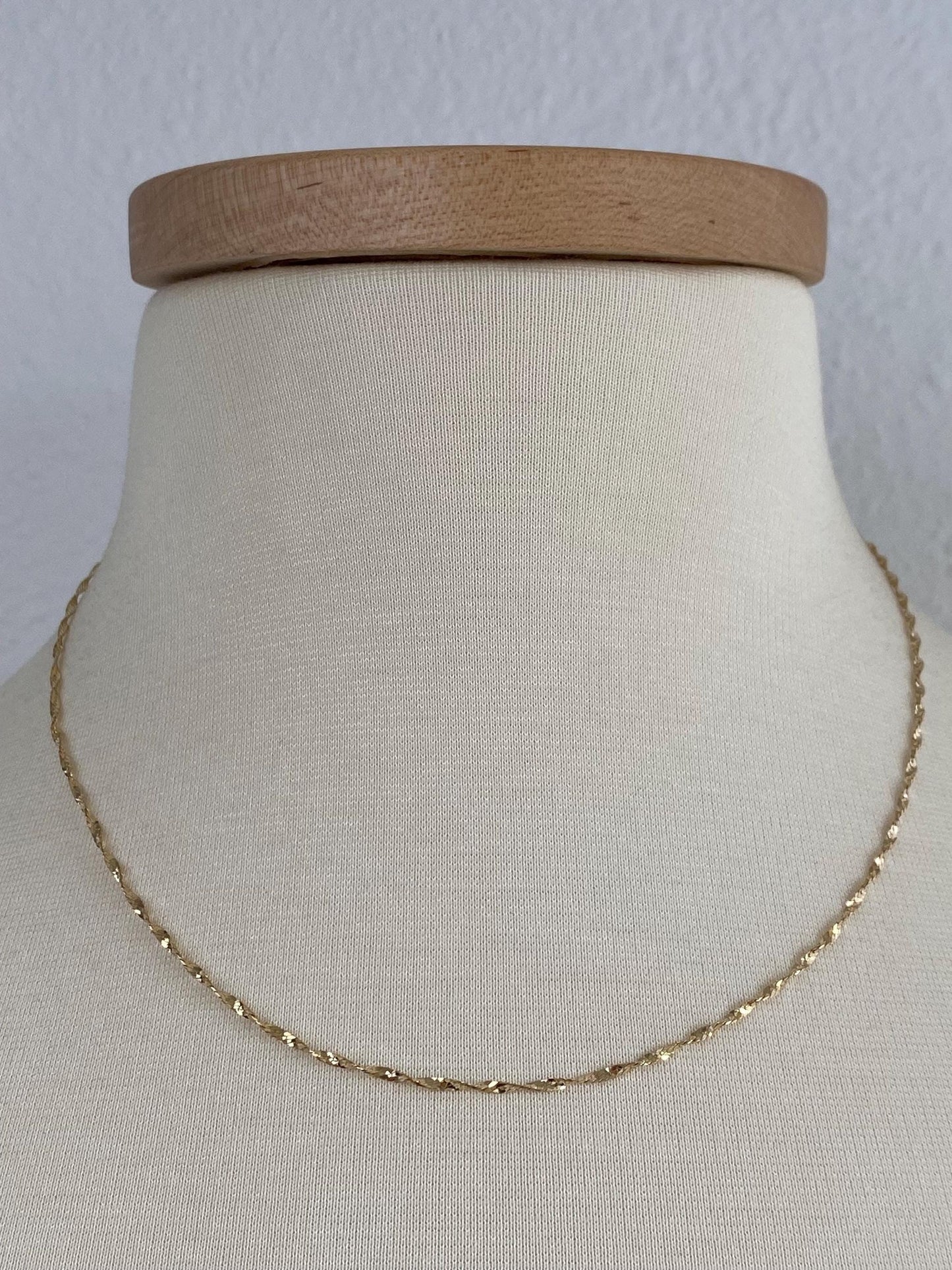 Vintage Solid 14k Yellow Gold Twist Chain Necklace - 18 inches