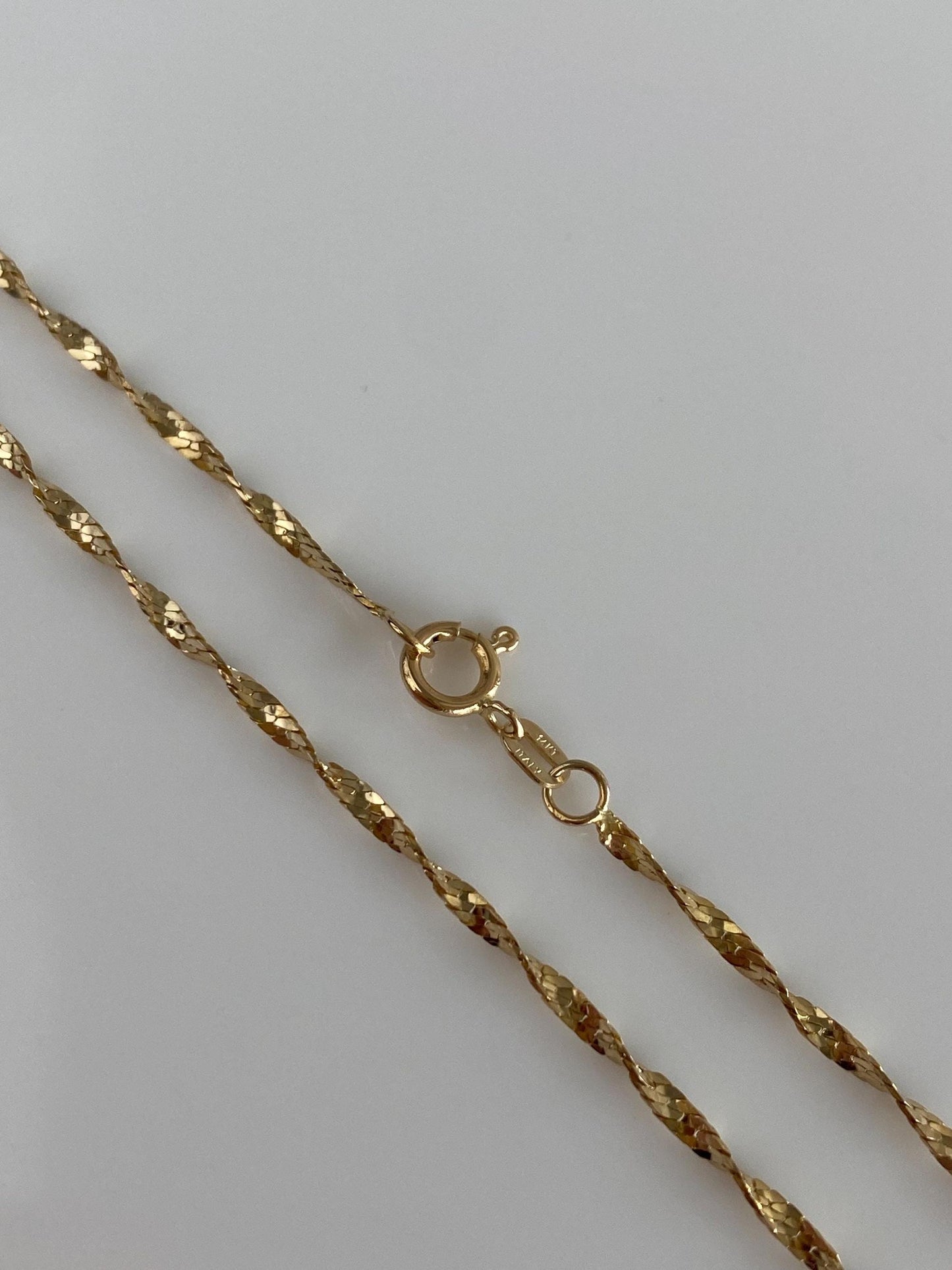 Vintage Solid 14k Yellow Gold Twist Chain Necklace - 18 inches